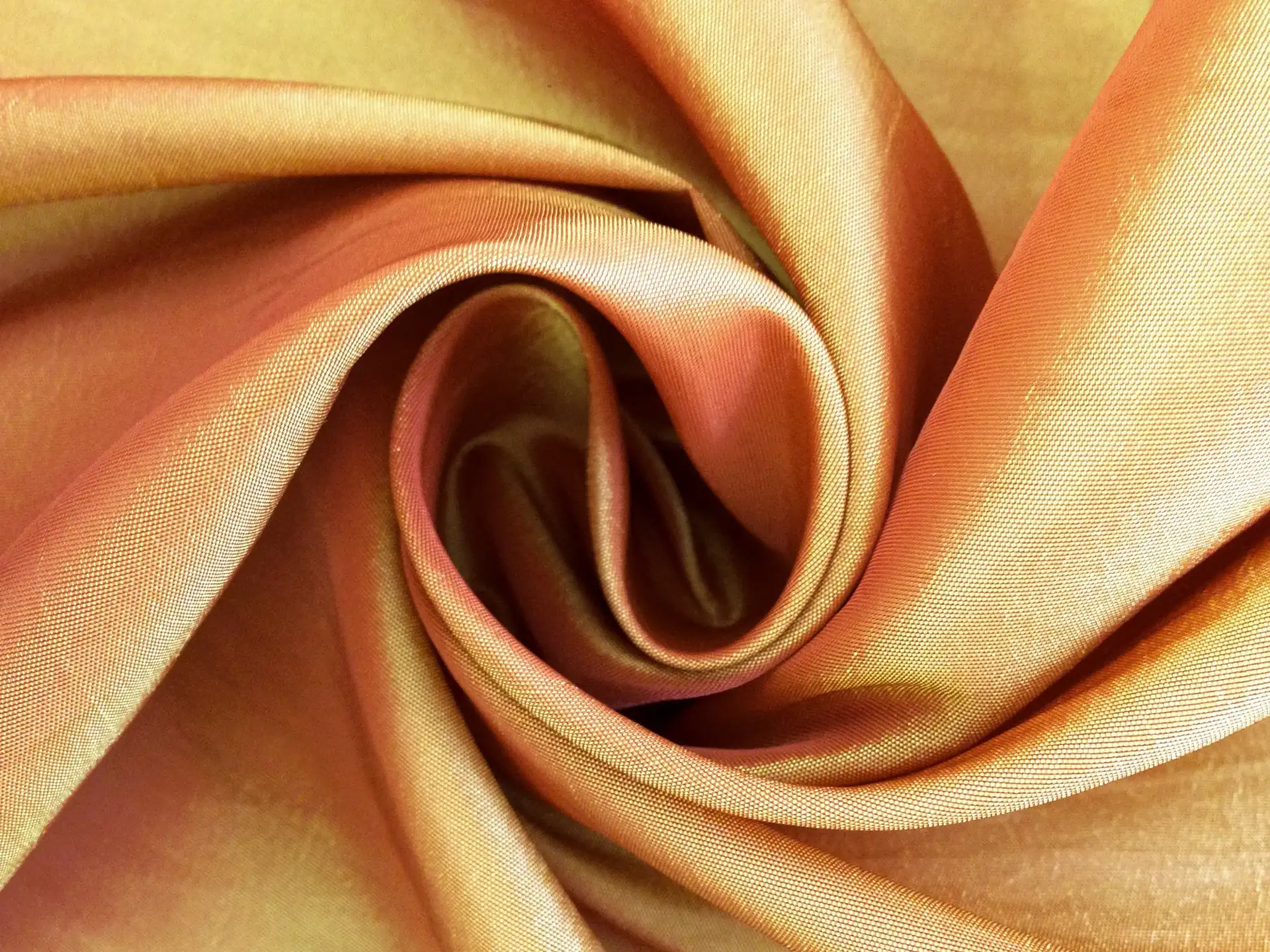 Two Tone Nylon and Polyester Blend Taffeta in Rust and Gold