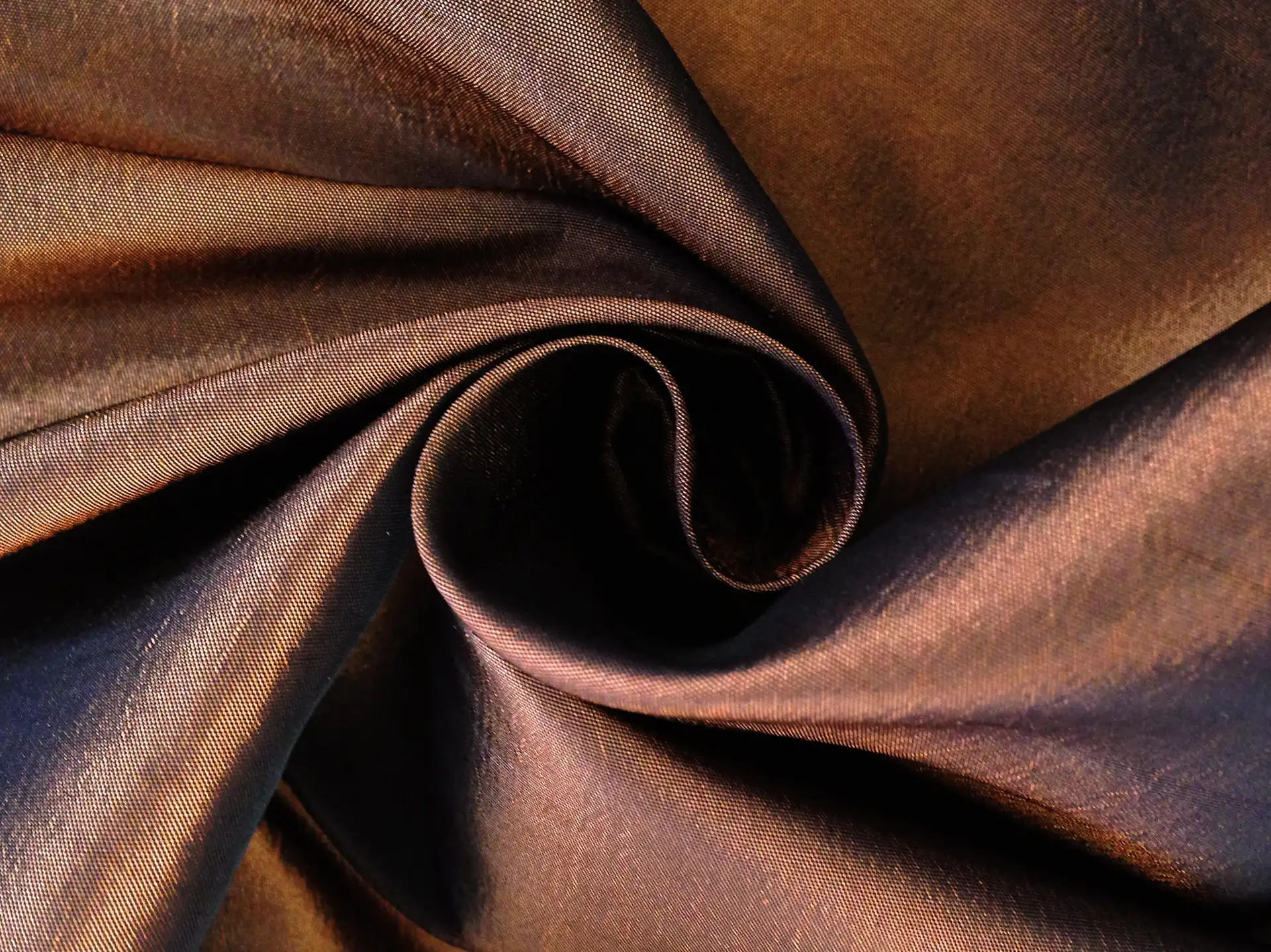 Two Tone Nylon and Polyester Blend Taffeta in Black and Copper