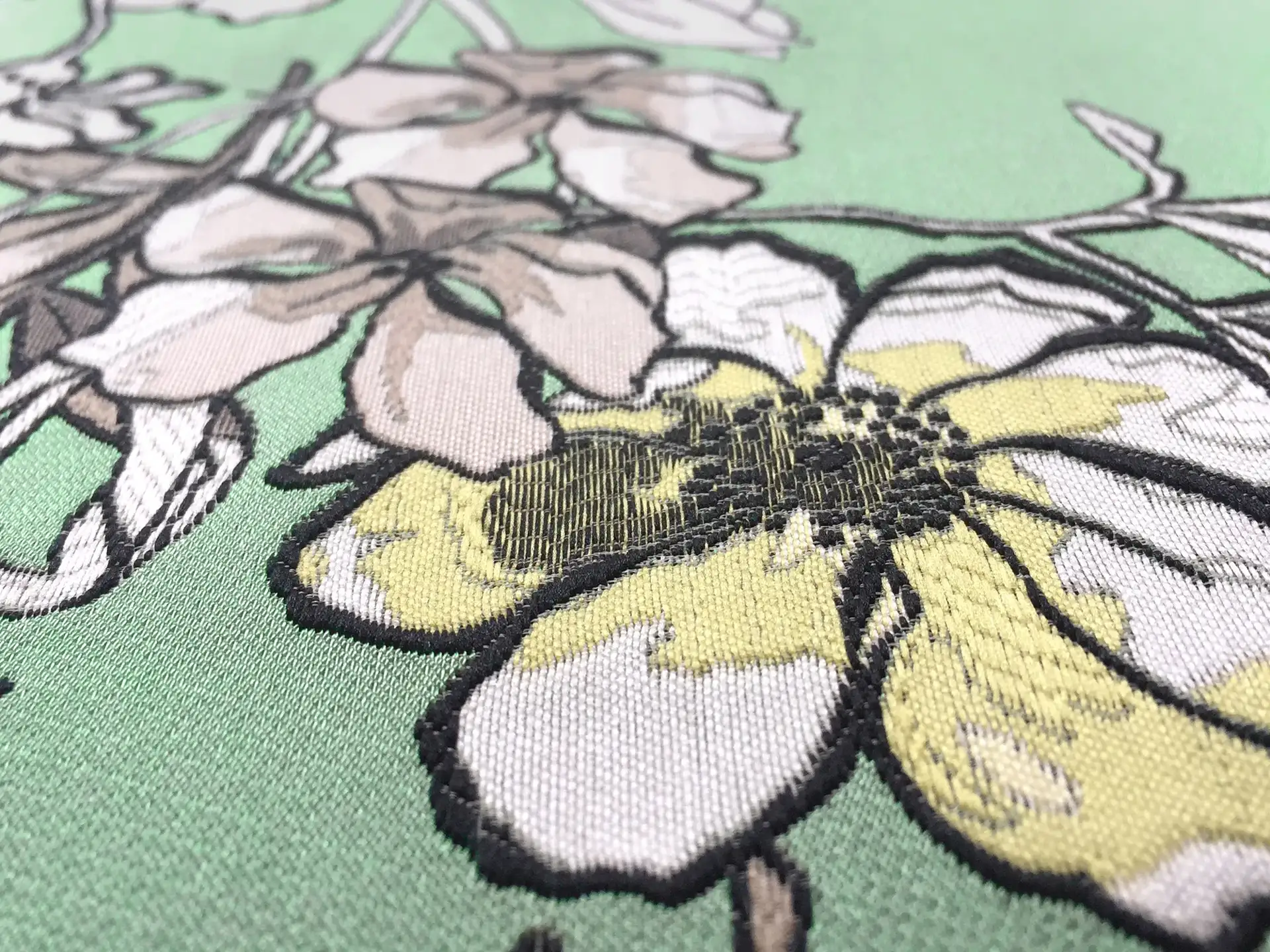 Italian Jacquard with Floral Motifs in Sage