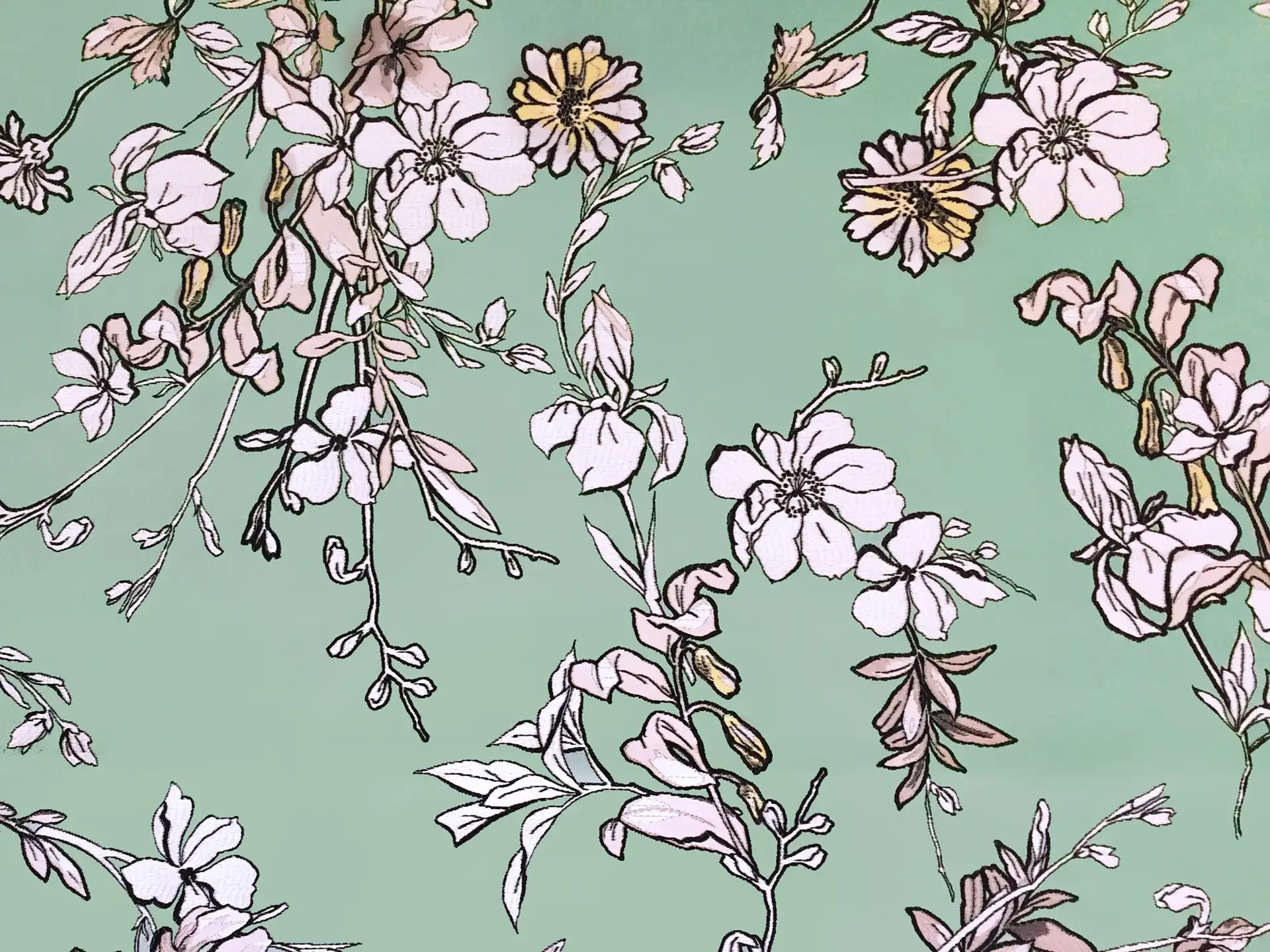 Italian Jacquard with Floral Motifs in Sage