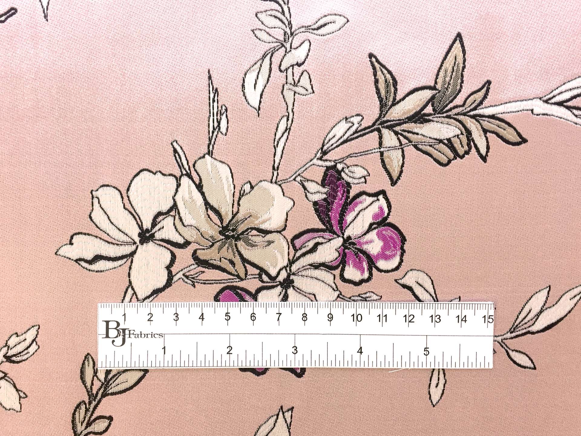Jacquard with Floral Motifs in Pink