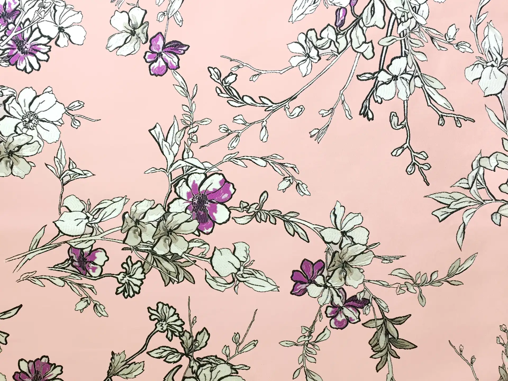 Jacquard with Floral Motifs in Pink