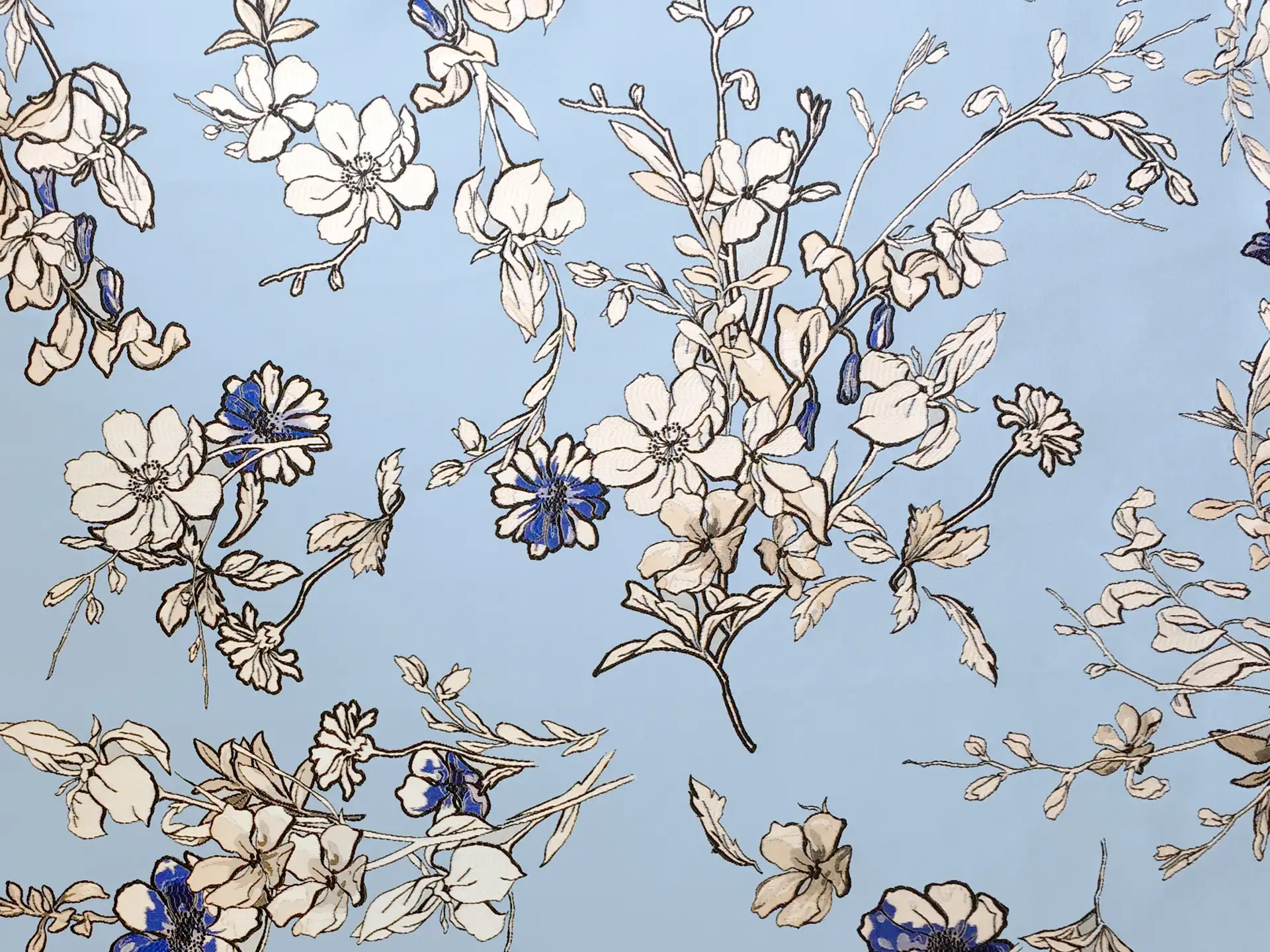 Jacquard with Floral Motifs in Sky Blue