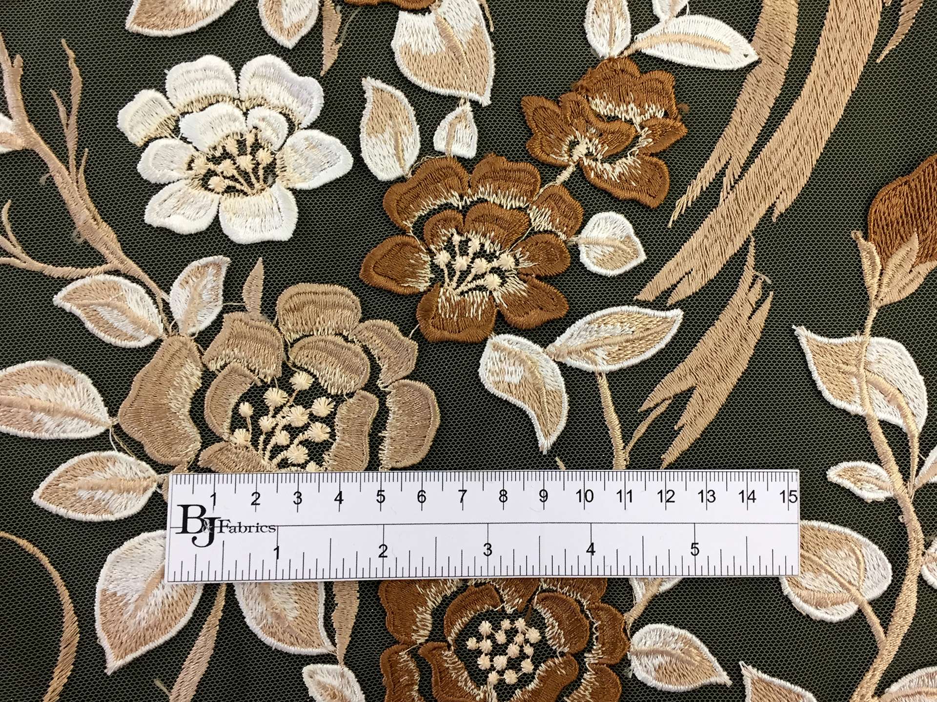 Embroidered Degrade and Appliqued Flowers on Tulle