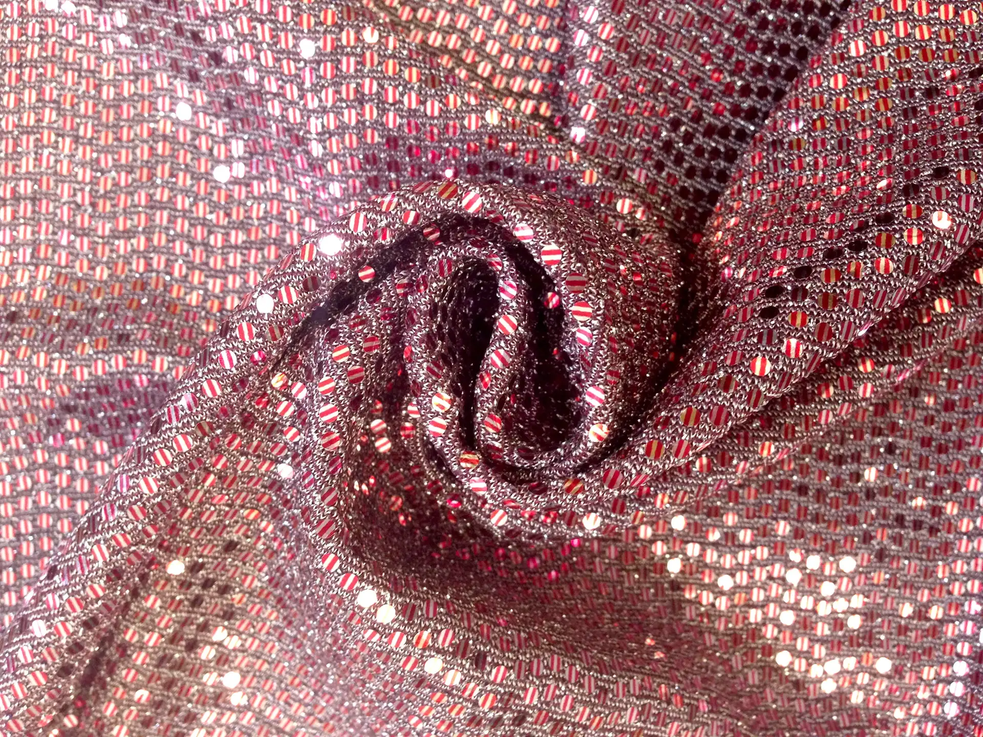 Polyester and Nylon Blend Metallic Spandex in Red