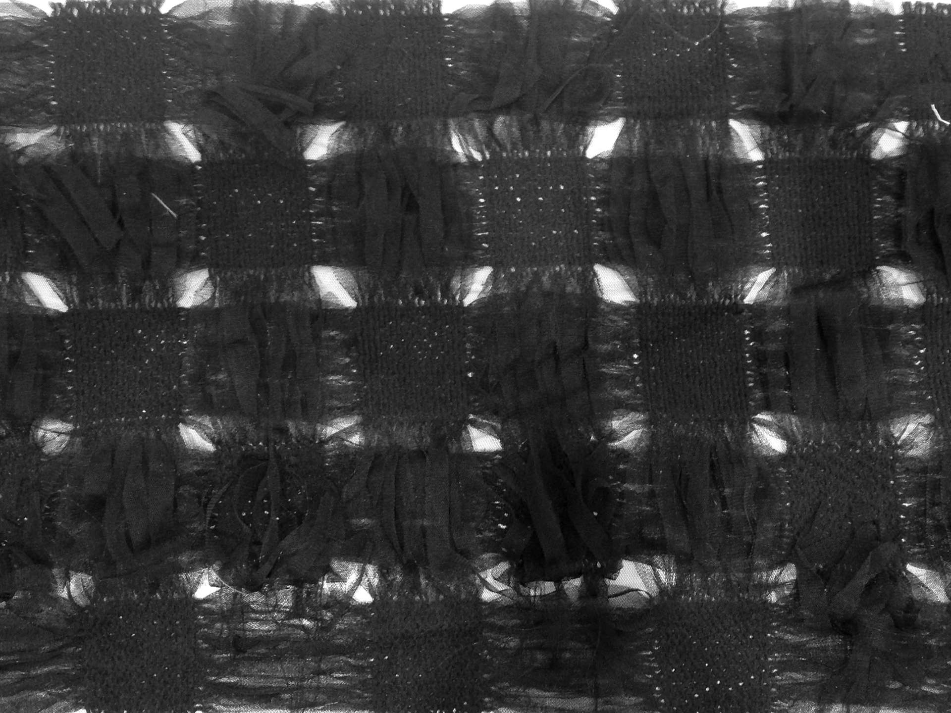 Novelty Tulle Basket Weave with Fringes in Black