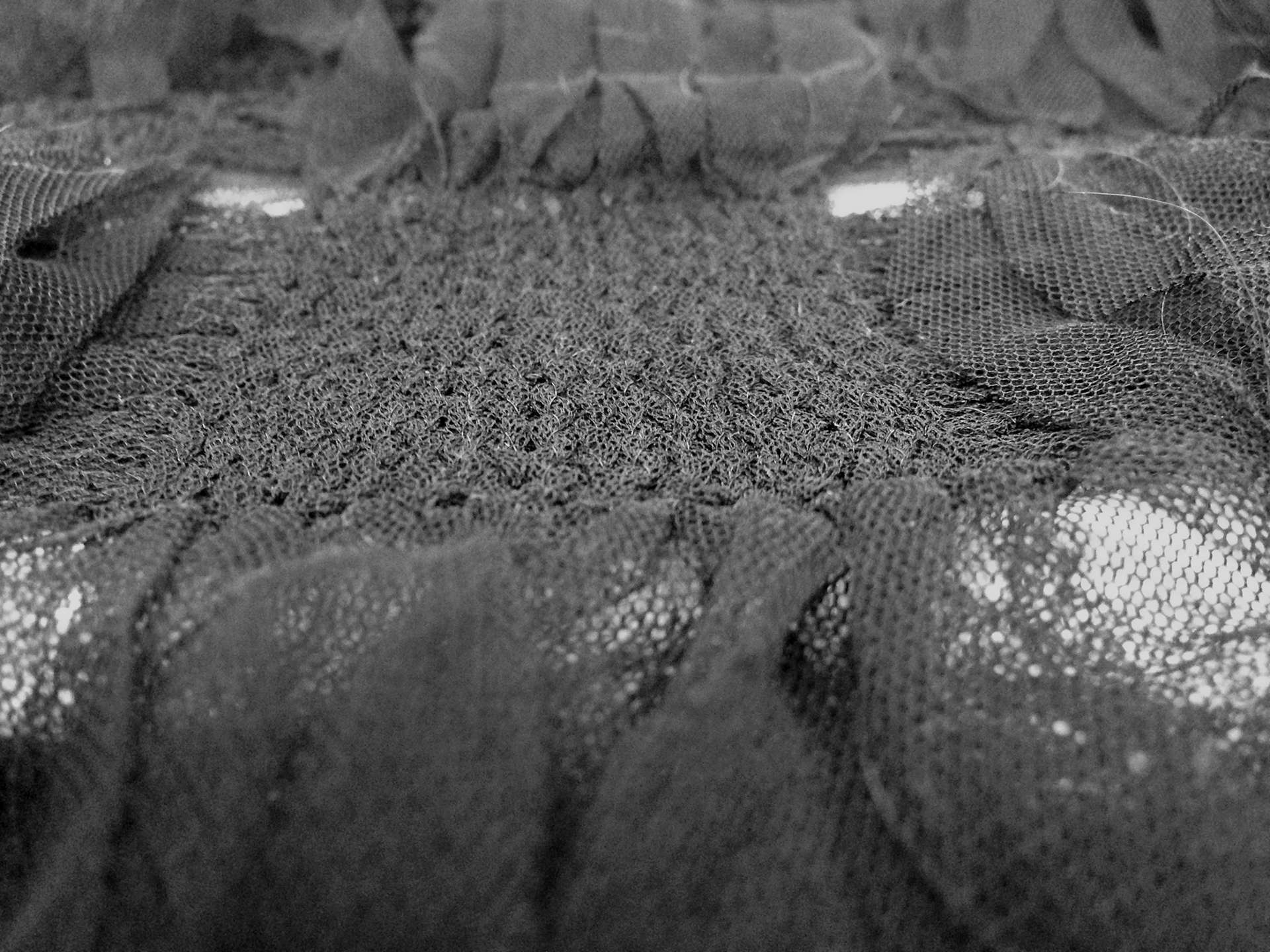 Novelty Tulle Basket Weave with Fringes in Black