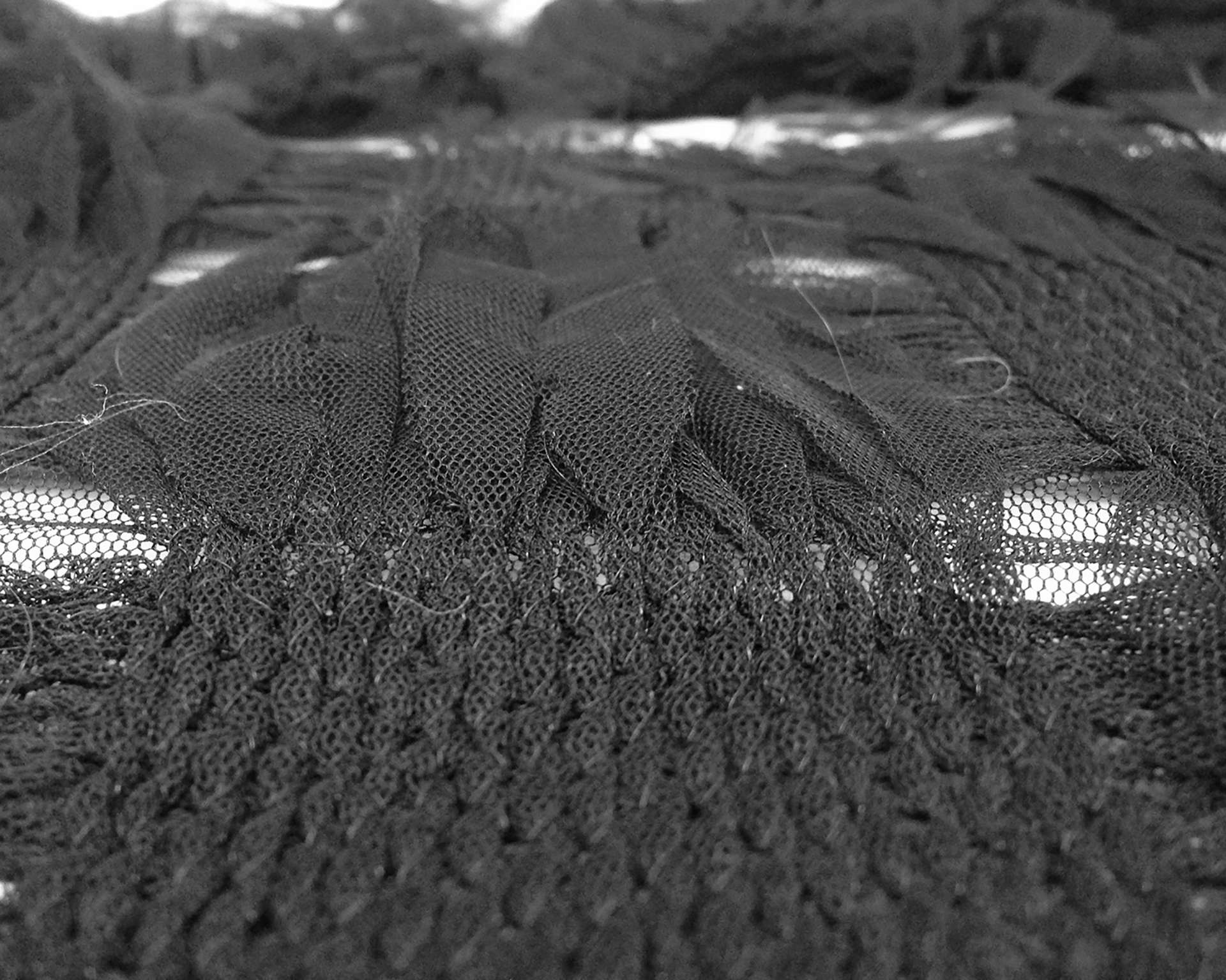 Novelty Tulle Basket Weave with Fringes in Black