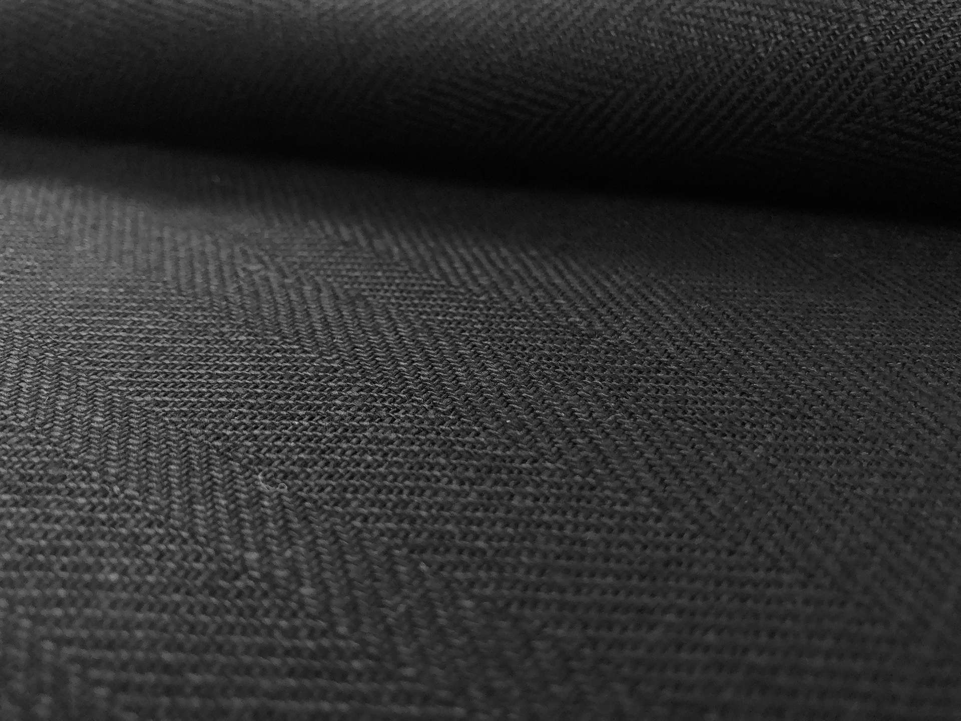 Upholstery Linen Herringbone in Black