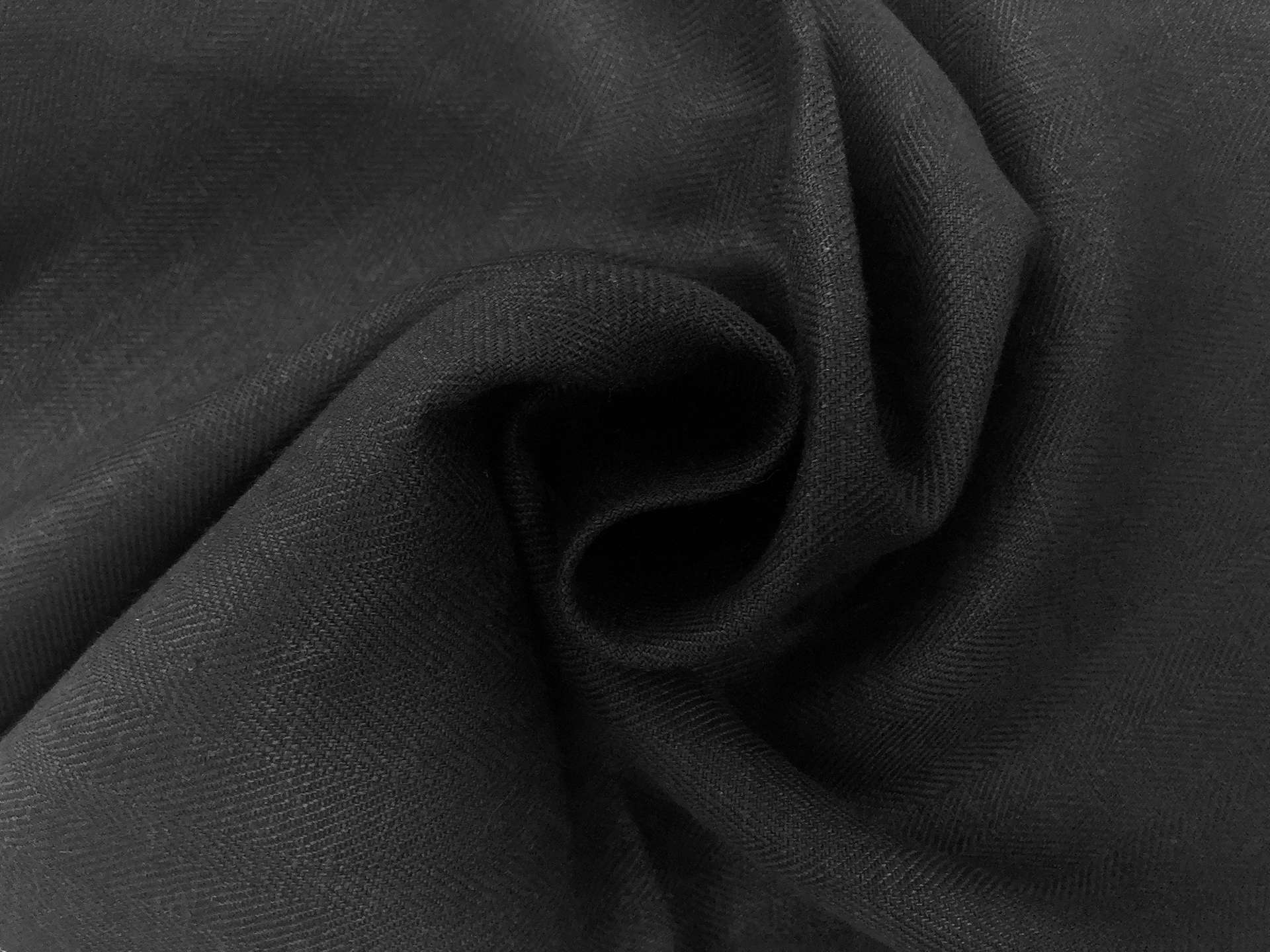 Upholstery Linen Herringbone in Black