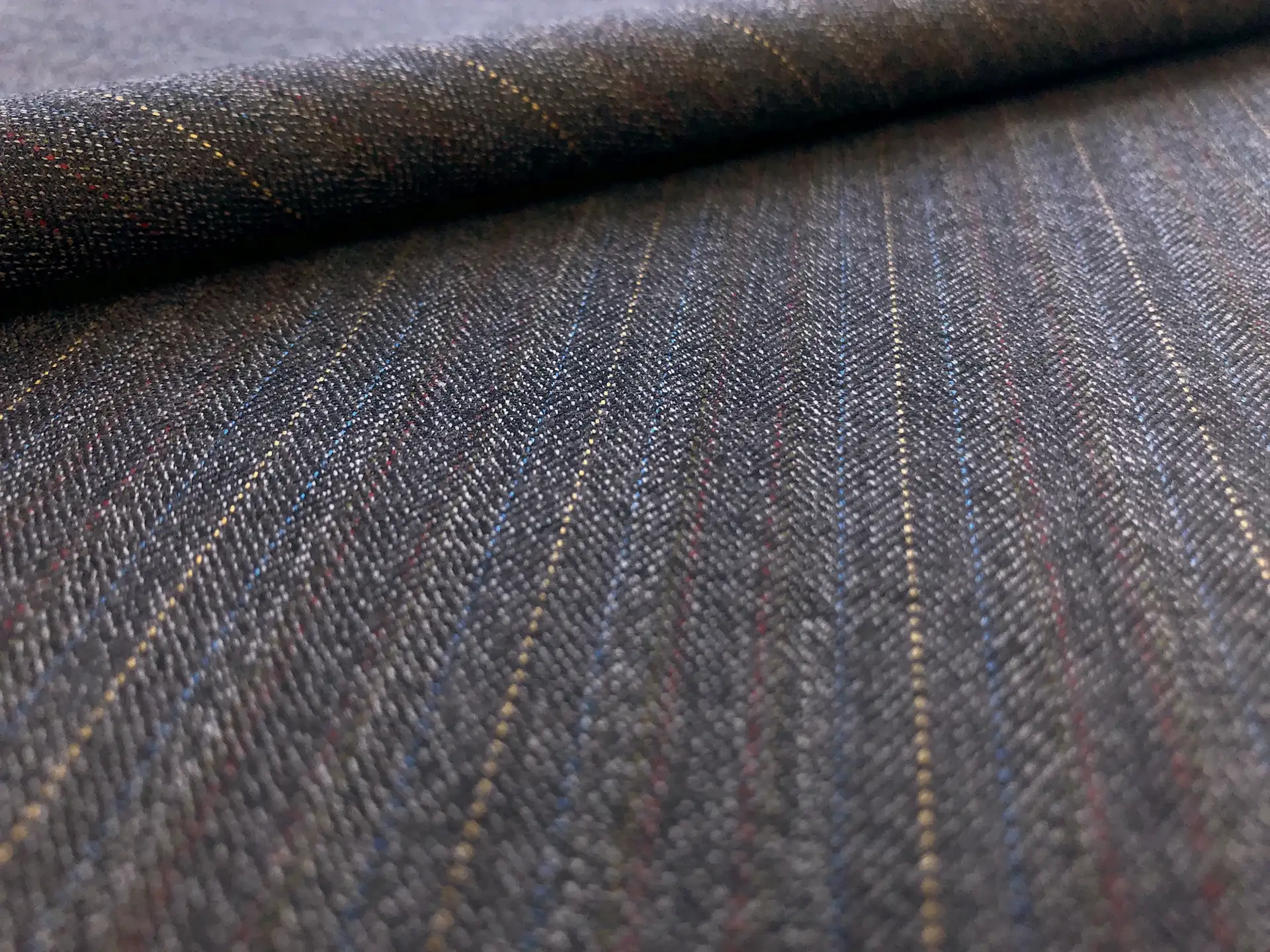 Wool Hairline Stripe Suiting in Grey