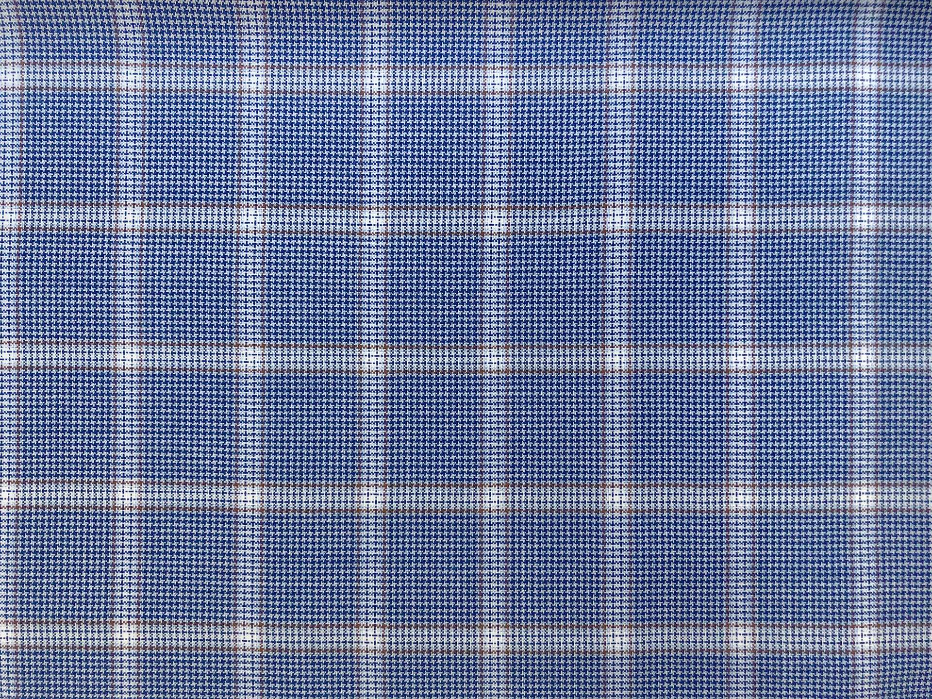 Linen Plaid Suiting in Denim Blue