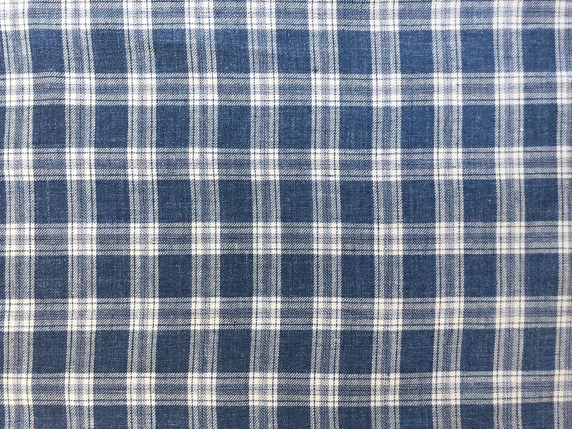 Linen Plaid Suiting in Dark Denim Blue