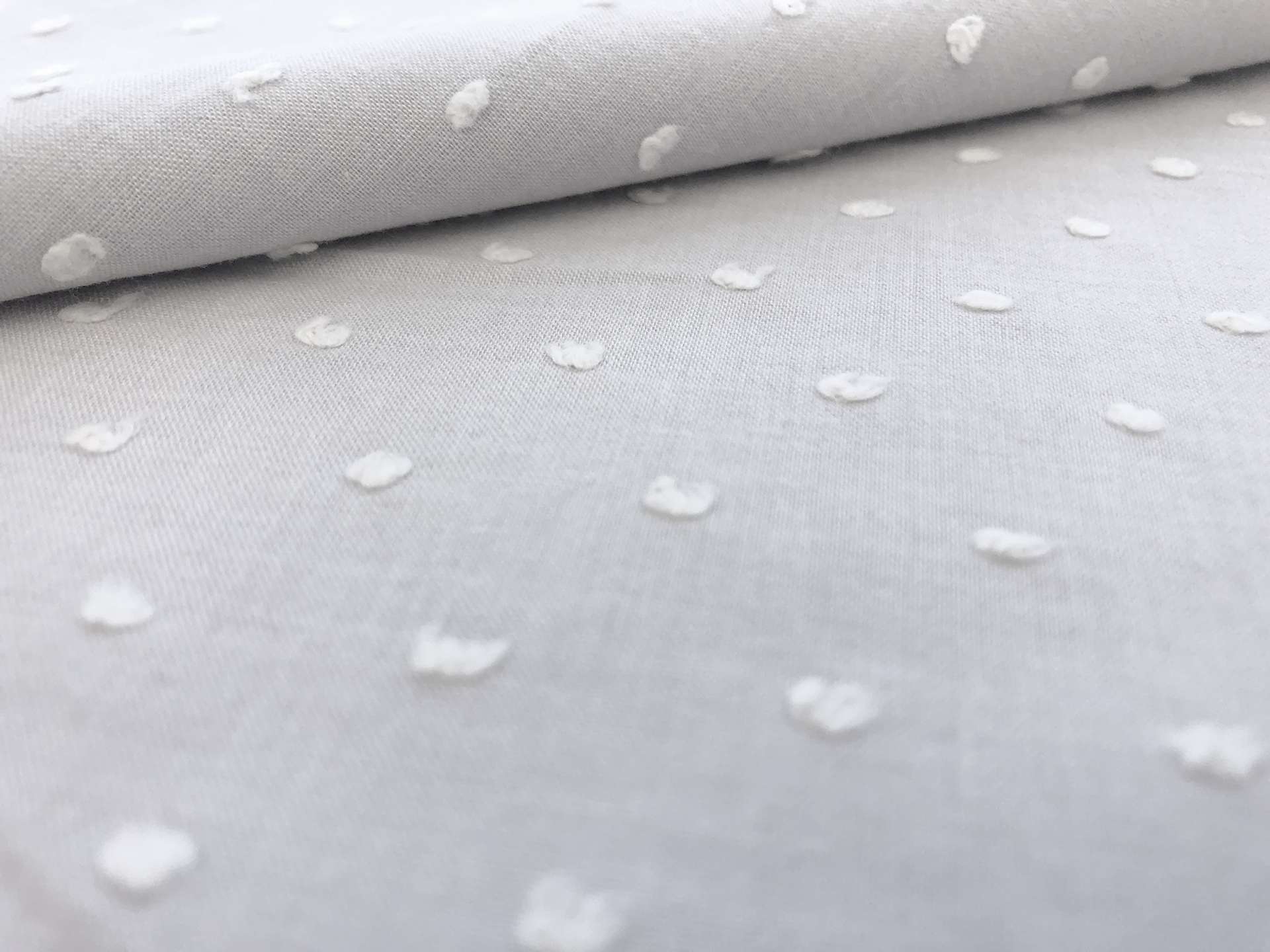 Cotton Poly Swiss Dot in Pearl Grey
