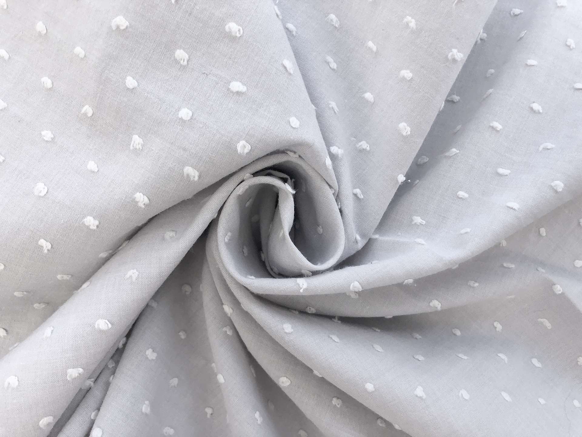 Cotton Poly Swiss Dot in Pearl Grey