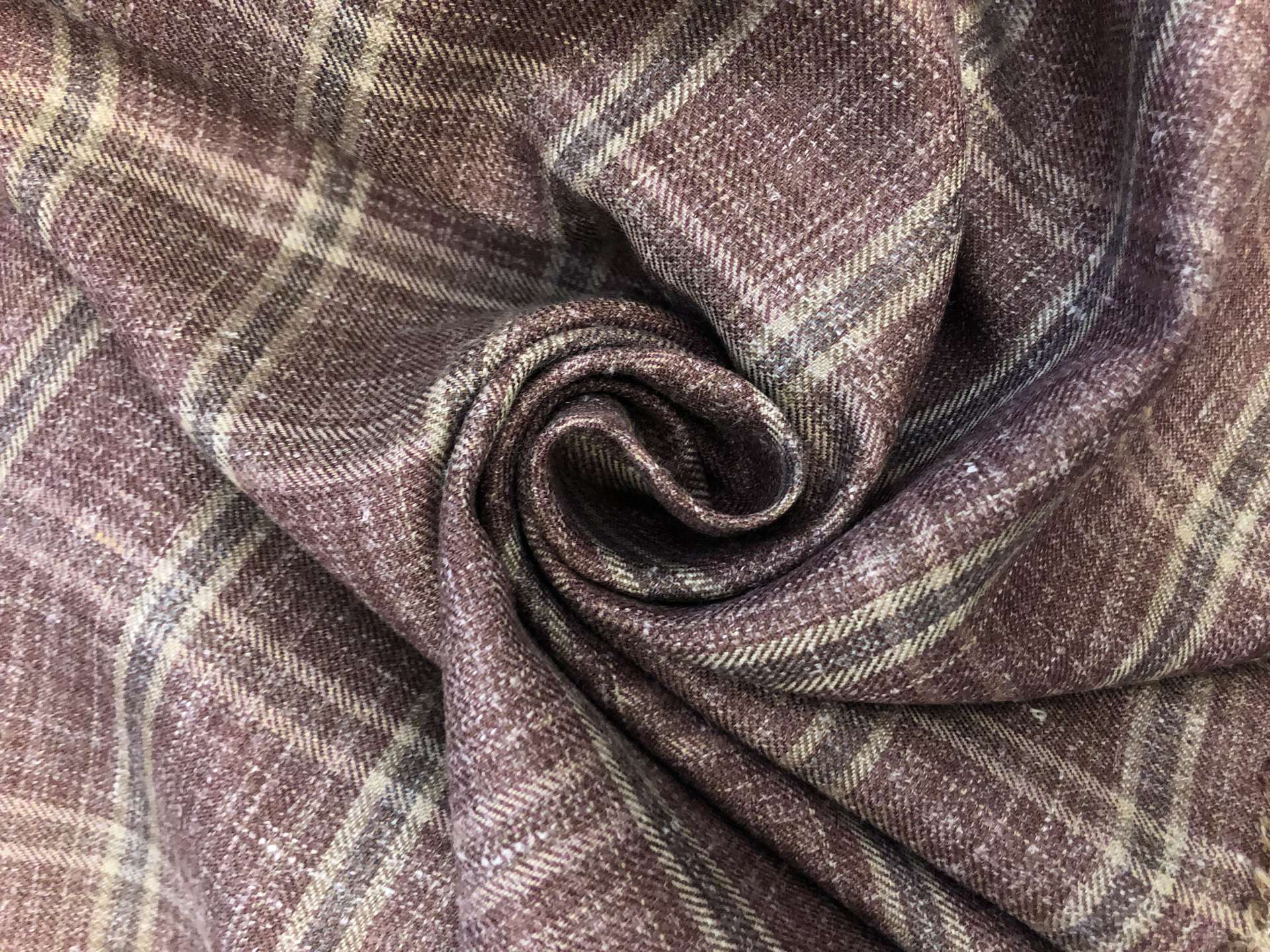 Wool, Silk & Linen Blend Window Pane Suiting