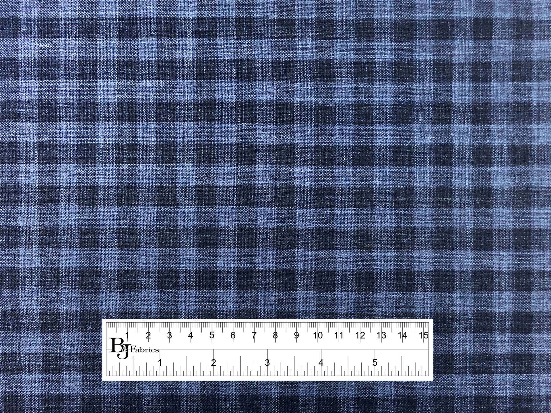 Wool, Silk & Linen Check Suiting in Blue
