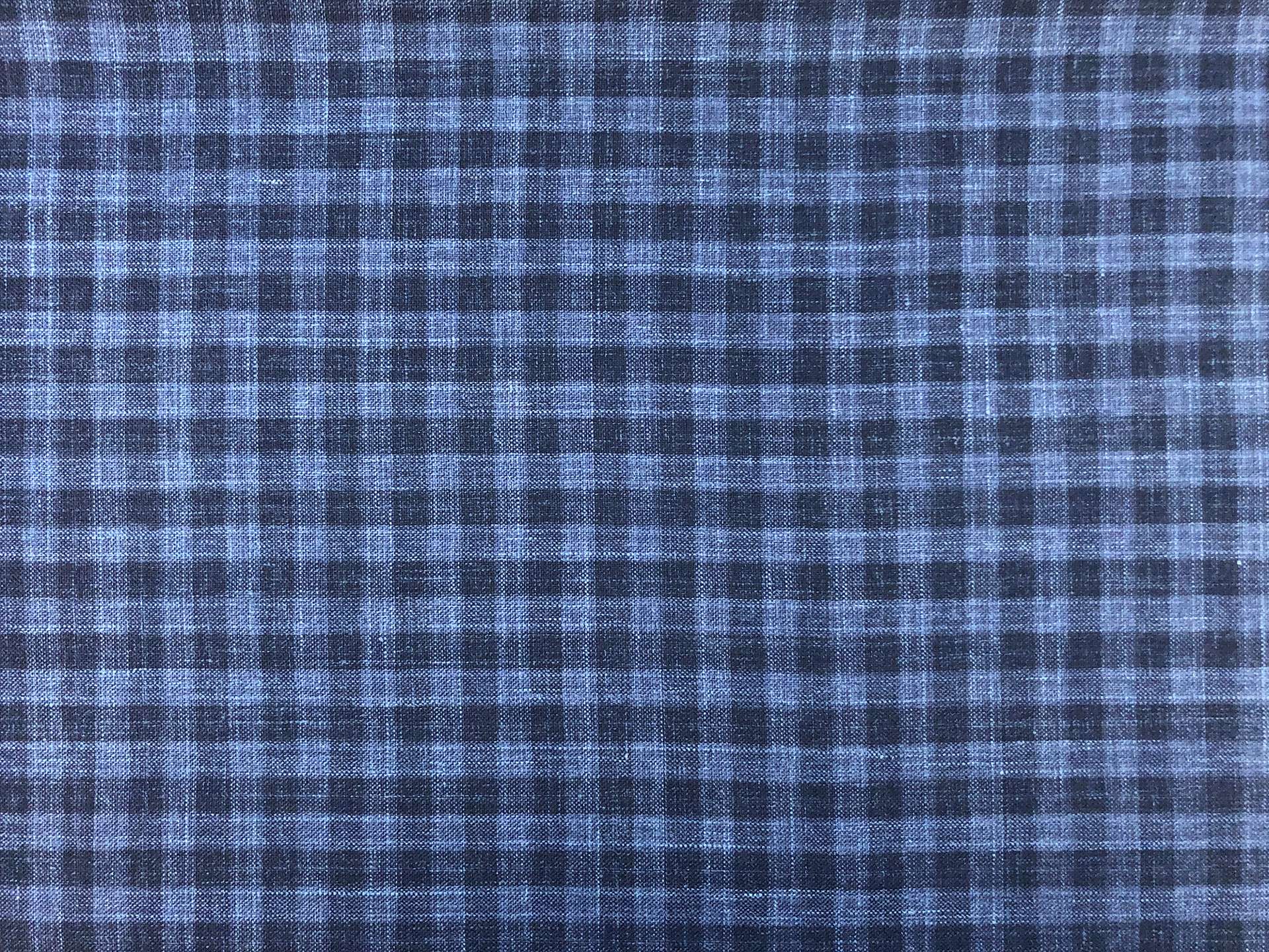 Wool, Silk & Linen Check Suiting in Blue