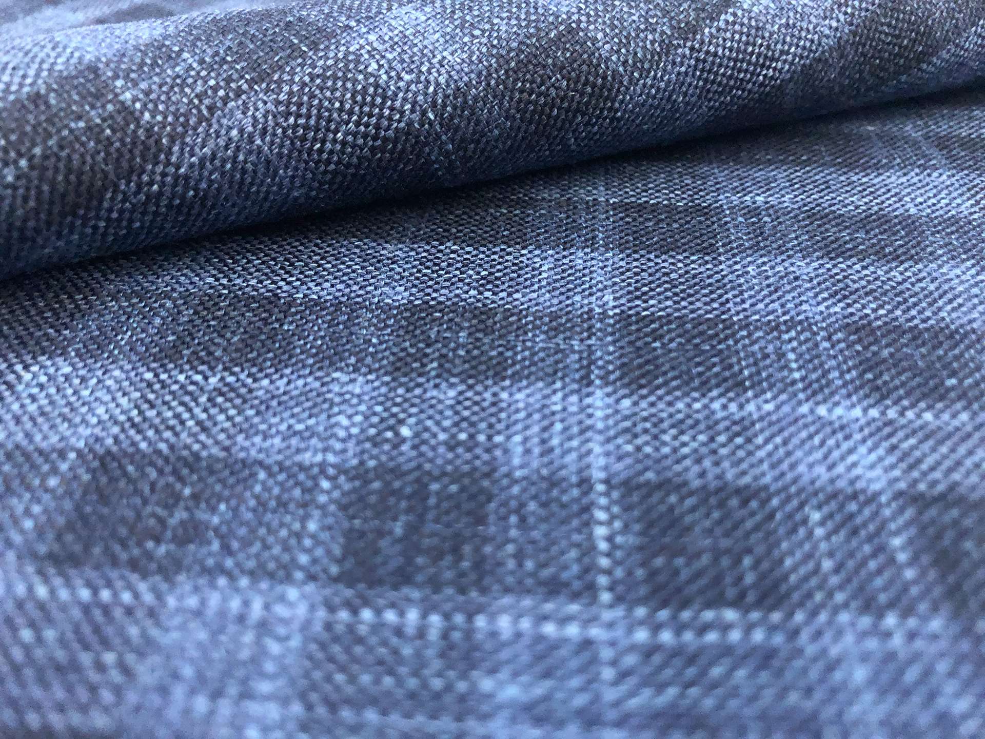 Wool, Silk & Linen Check Suiting in Blue