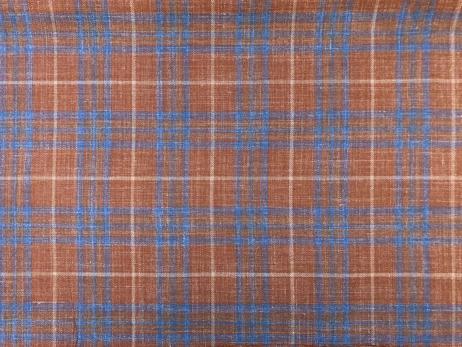Wool, Silk & Linen Blend Plaid Suiting