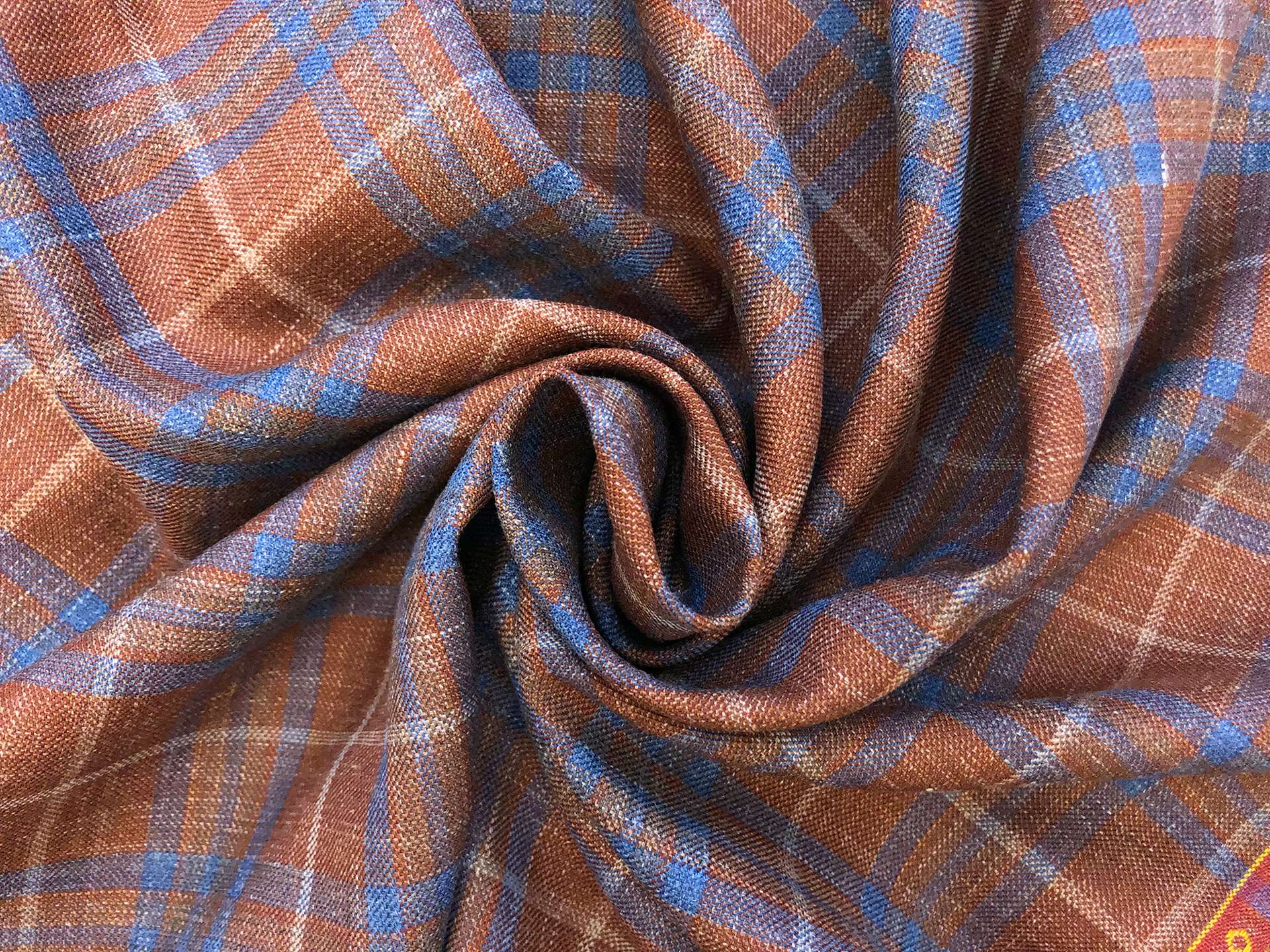 Wool, Silk & Linen Blend Plaid Suiting