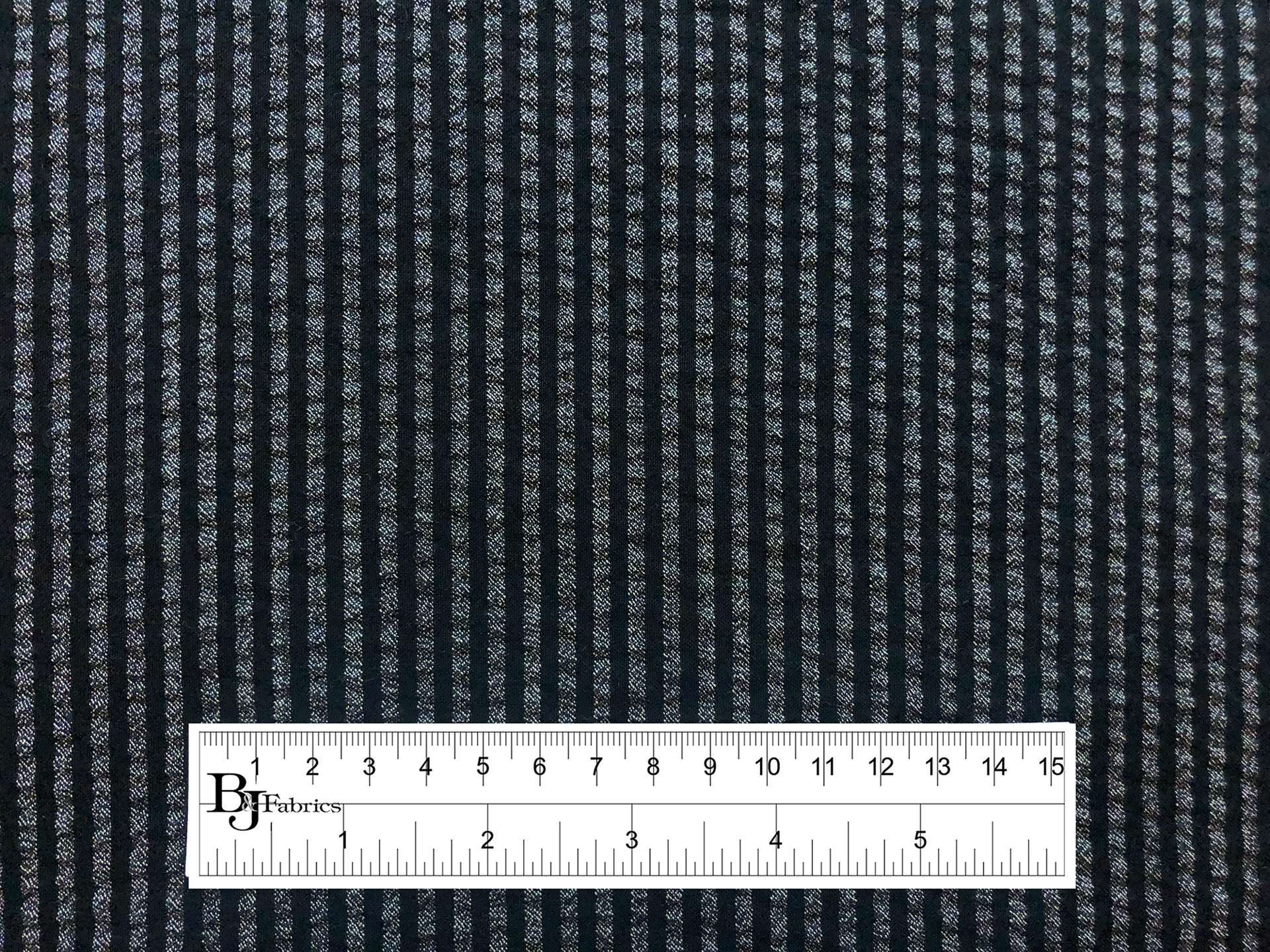 Stretch Wool Seersucker Suiting in Black