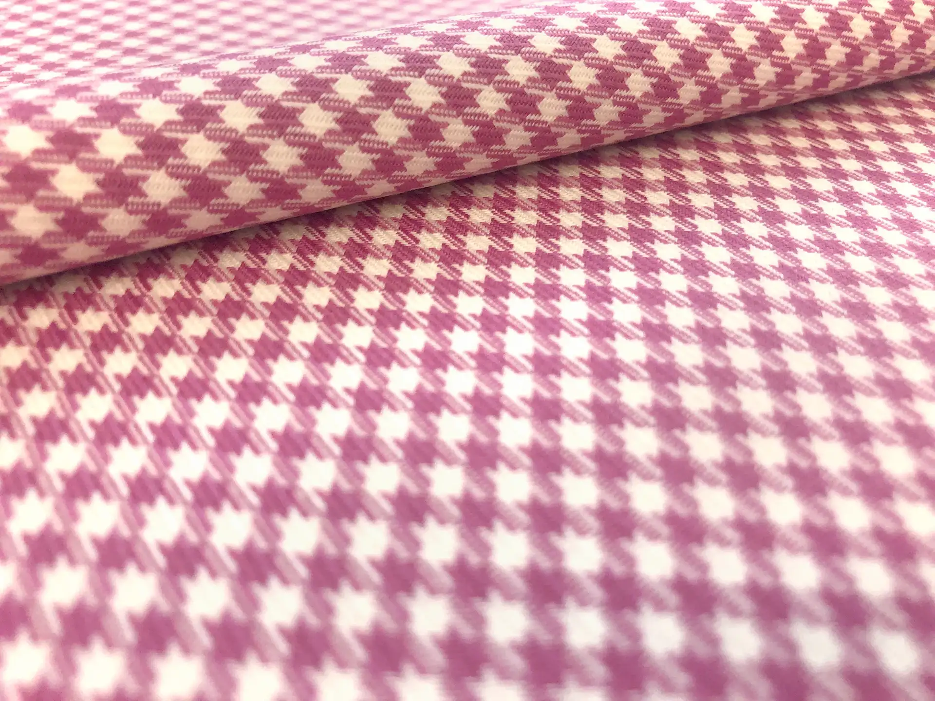 Stretch Wool Houndstooth Suiting in Pink