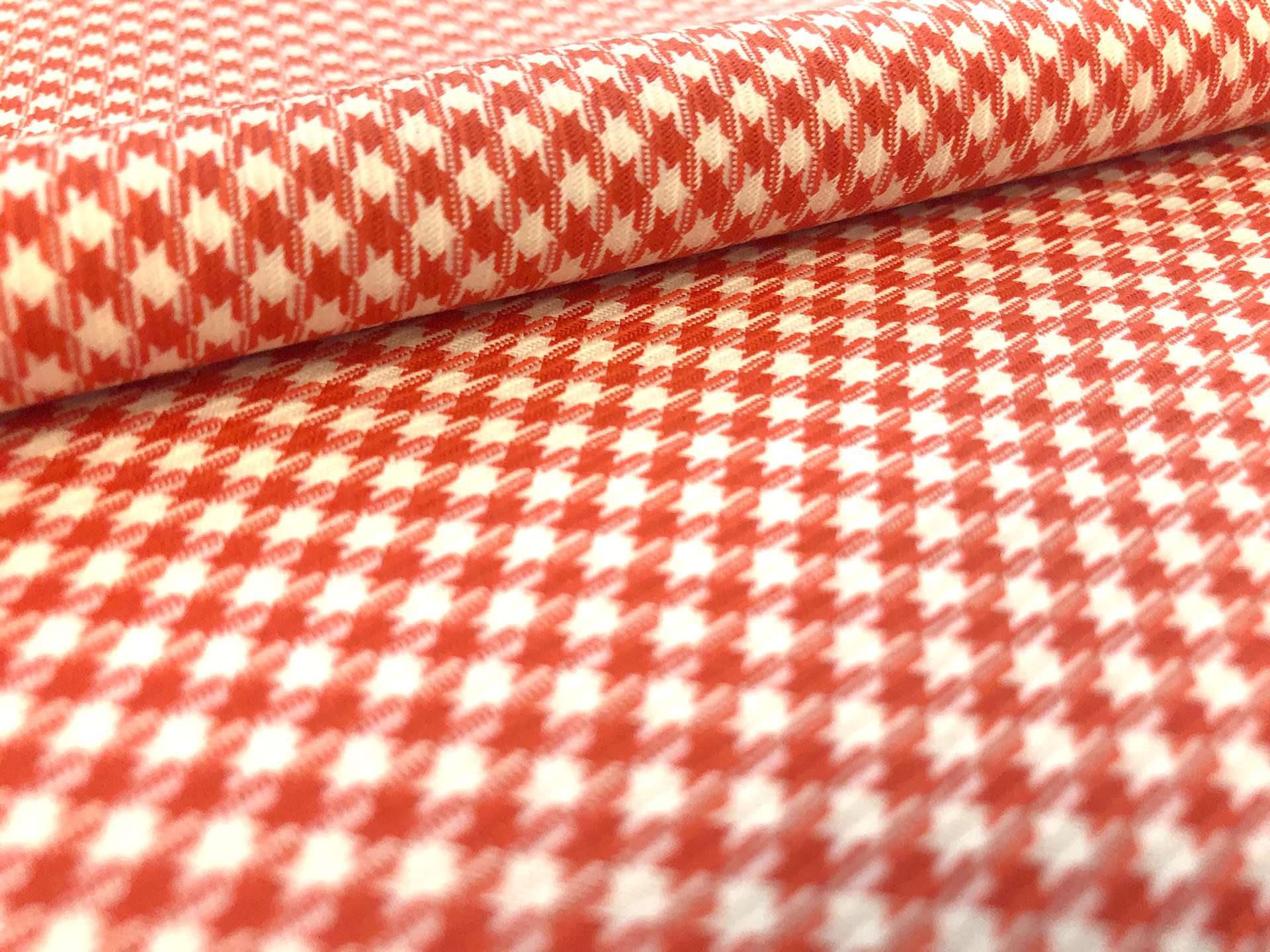 Stretch Wool Houndstooth Suiting in Orange
