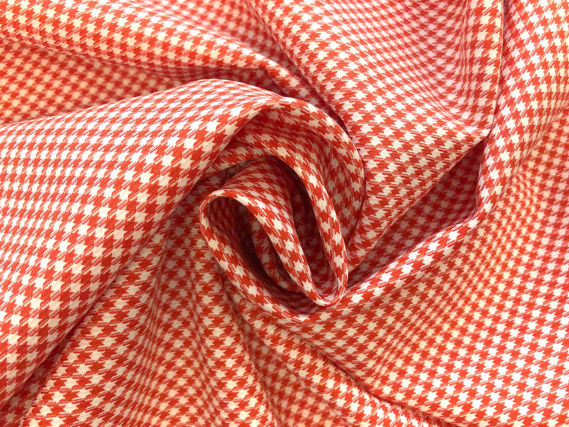 Stretch Wool Houndstooth Suiting in Orange