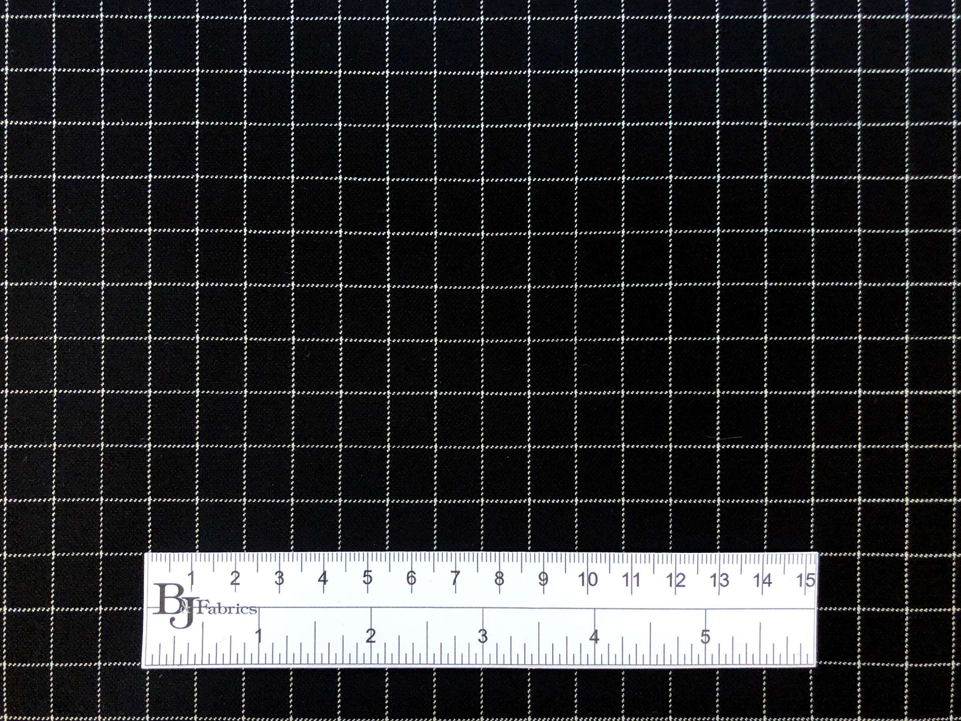 Stretch Wool Graph Check Suiting in Black