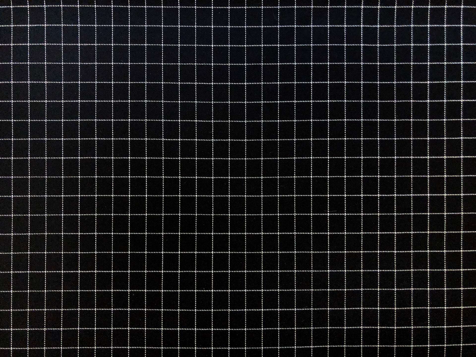 Stretch Wool Graph Check Suiting in Black
