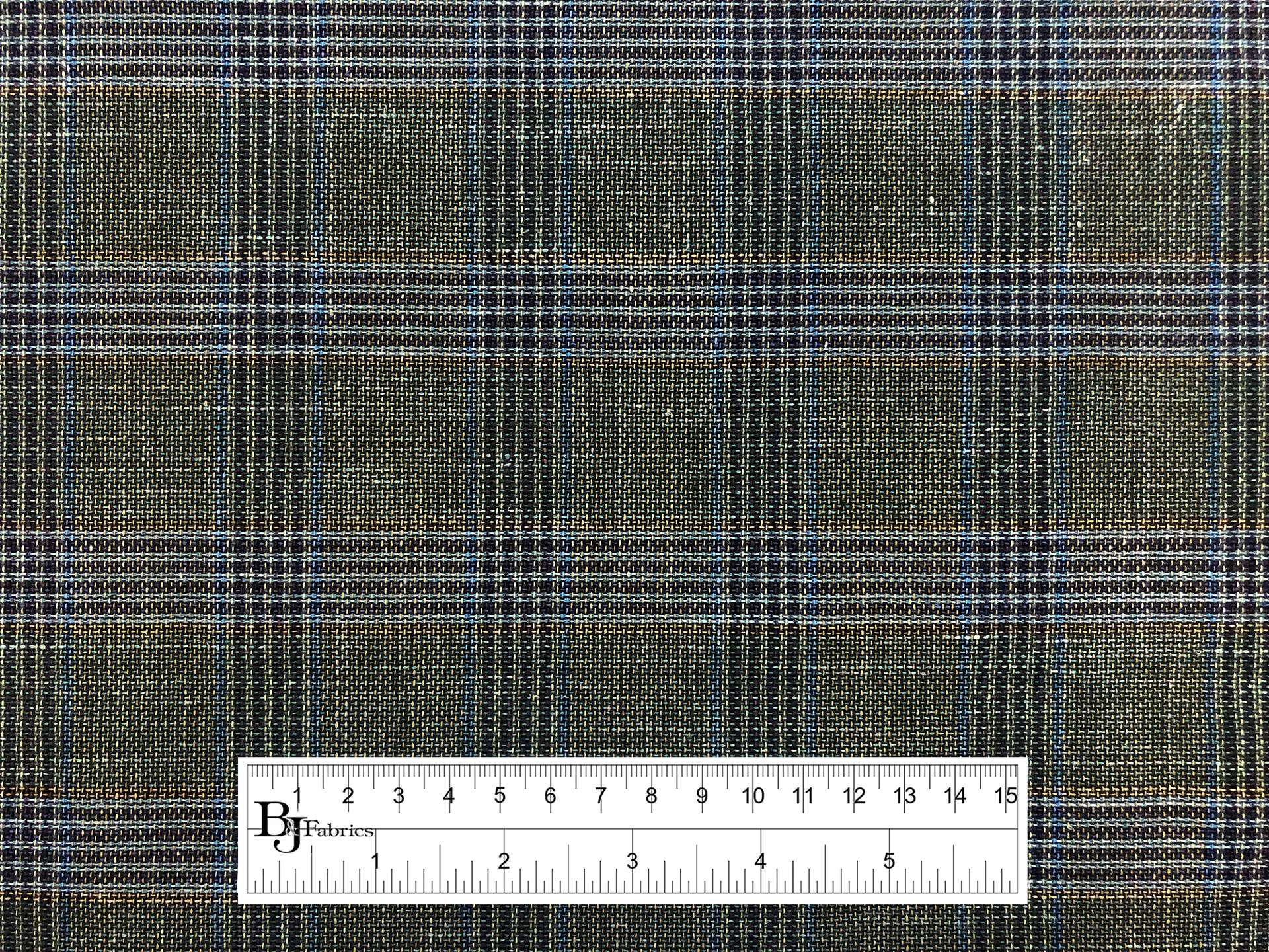 Wool, Silk & Linen Blend Tartan Plaid in Moss