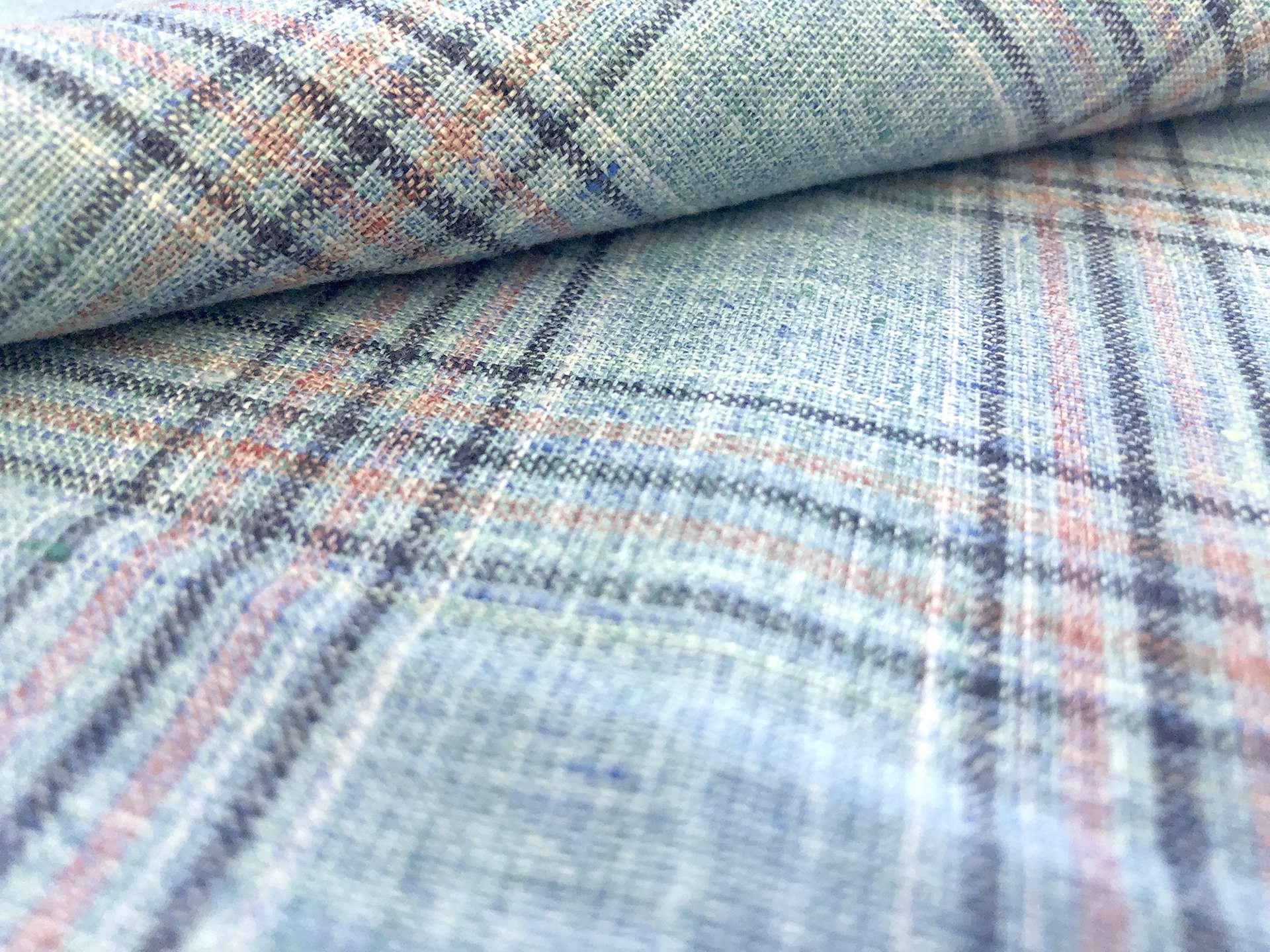 Linen Plaid in Vintage Blue