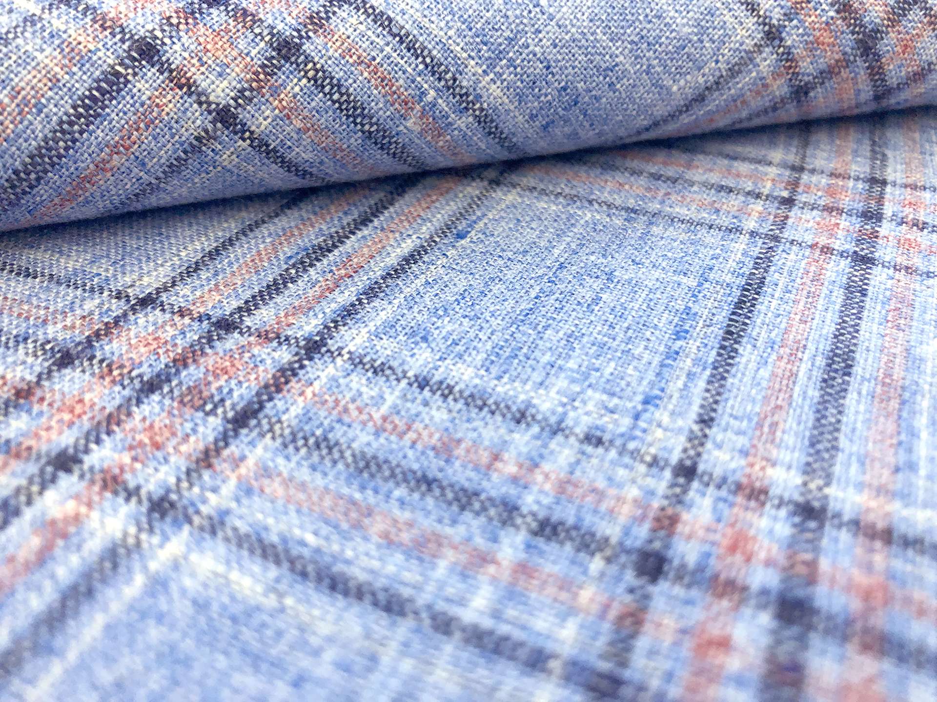 Italian Linen Plaid in Vintage Periwinkle