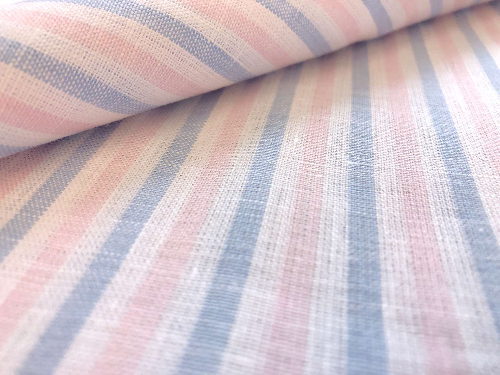 Sanforized Linen Stripe in Pink & Blue