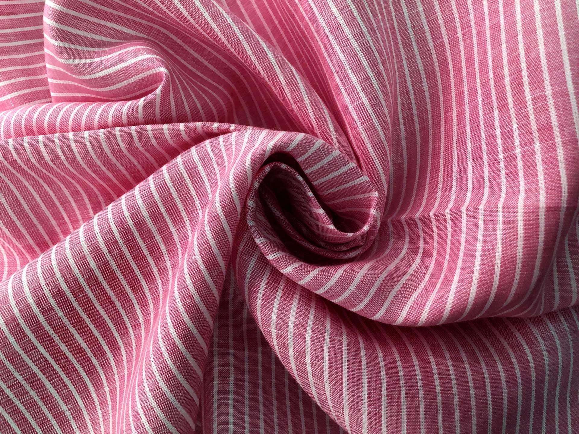 Sanforized Linen Stripe in Framboise 