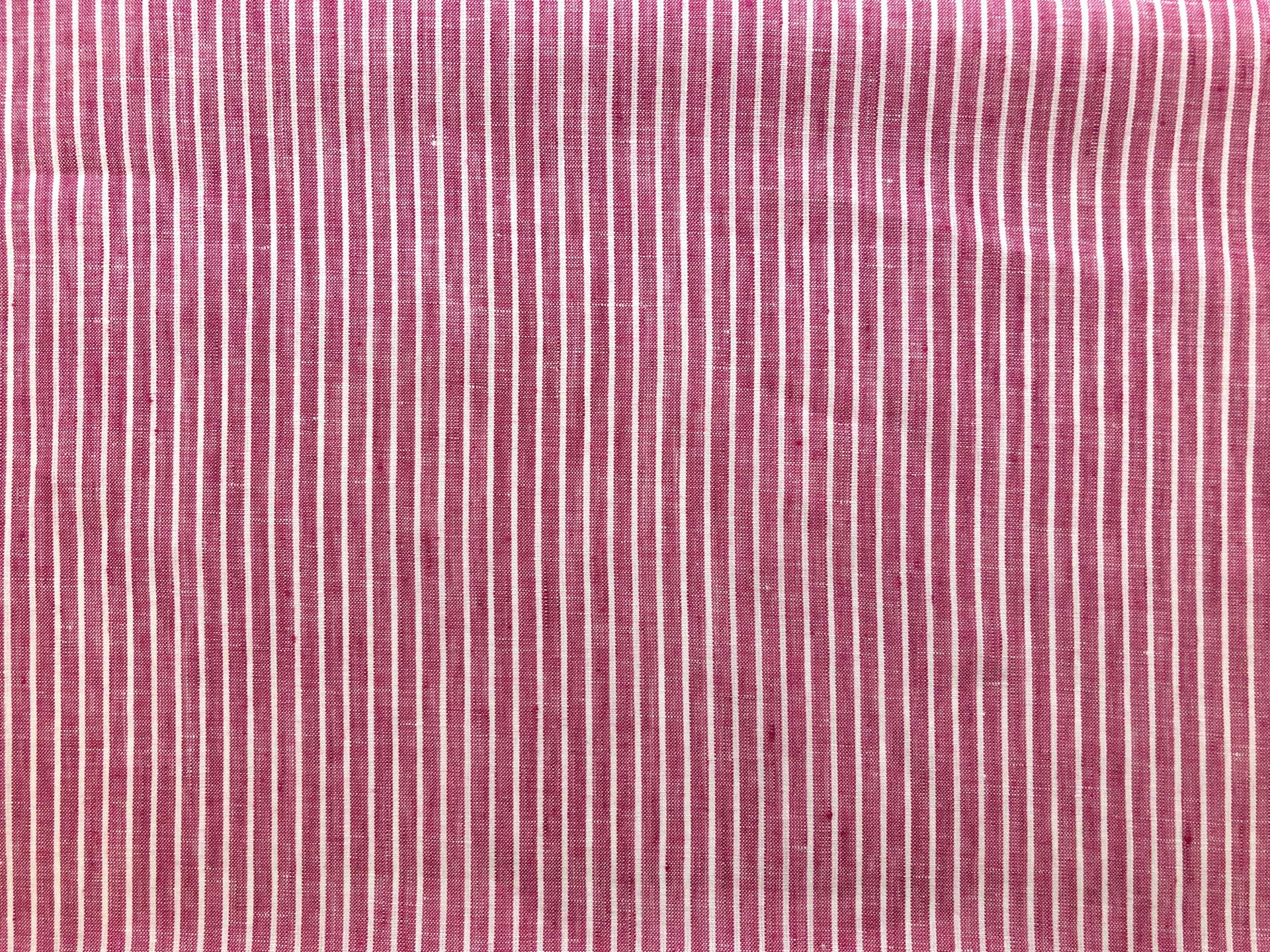 Sanforized Linen Stripe in Framboise 