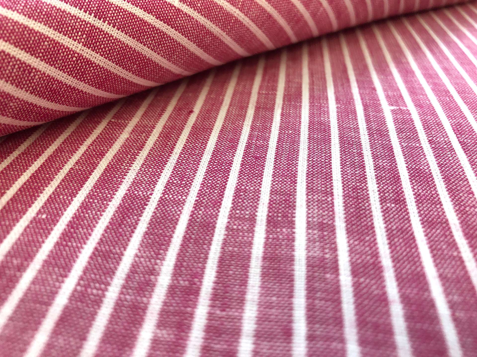 Sanforized Linen Stripe in Framboise 
