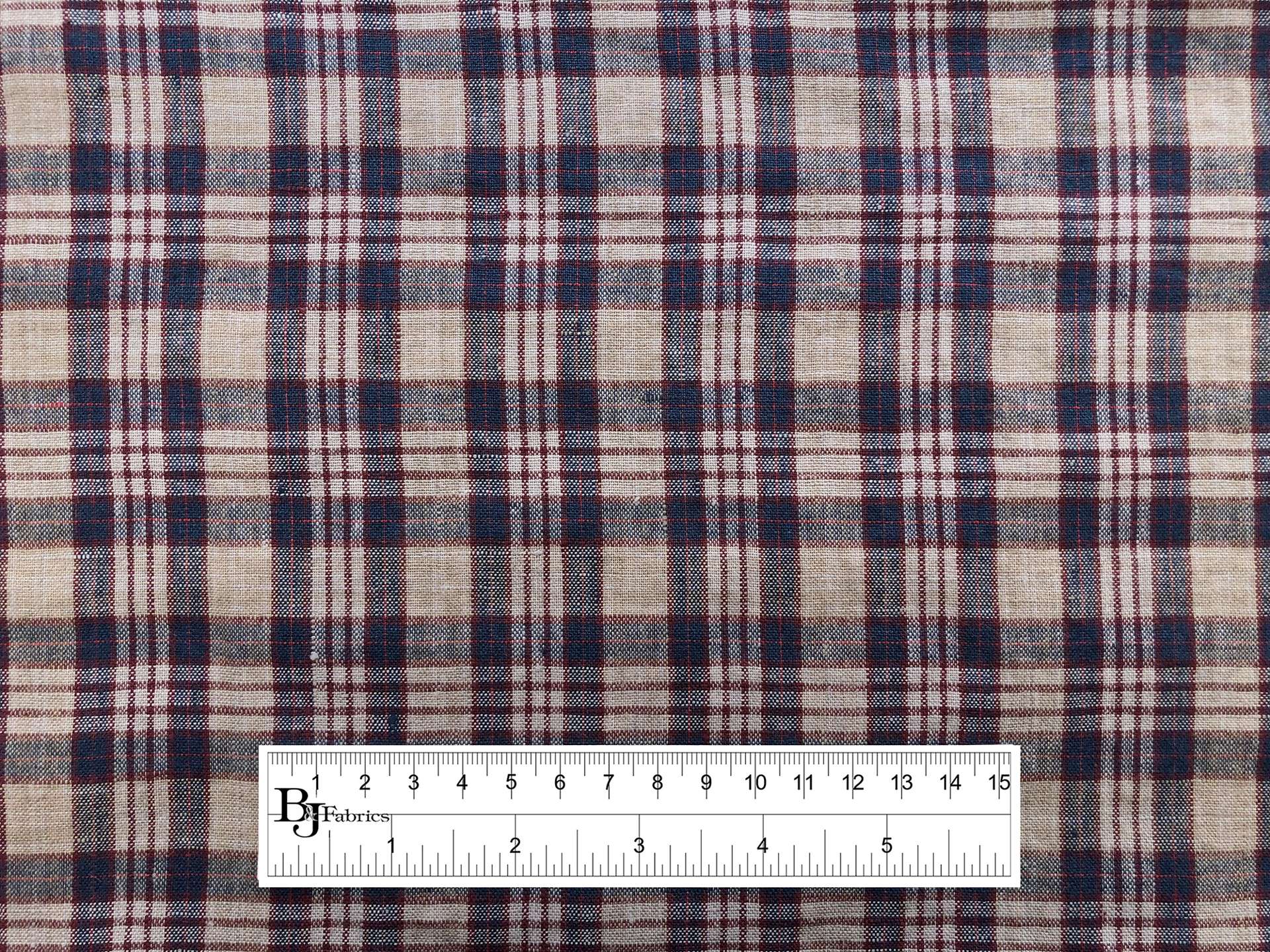 Washed Linen Plaid in Navy & Wine