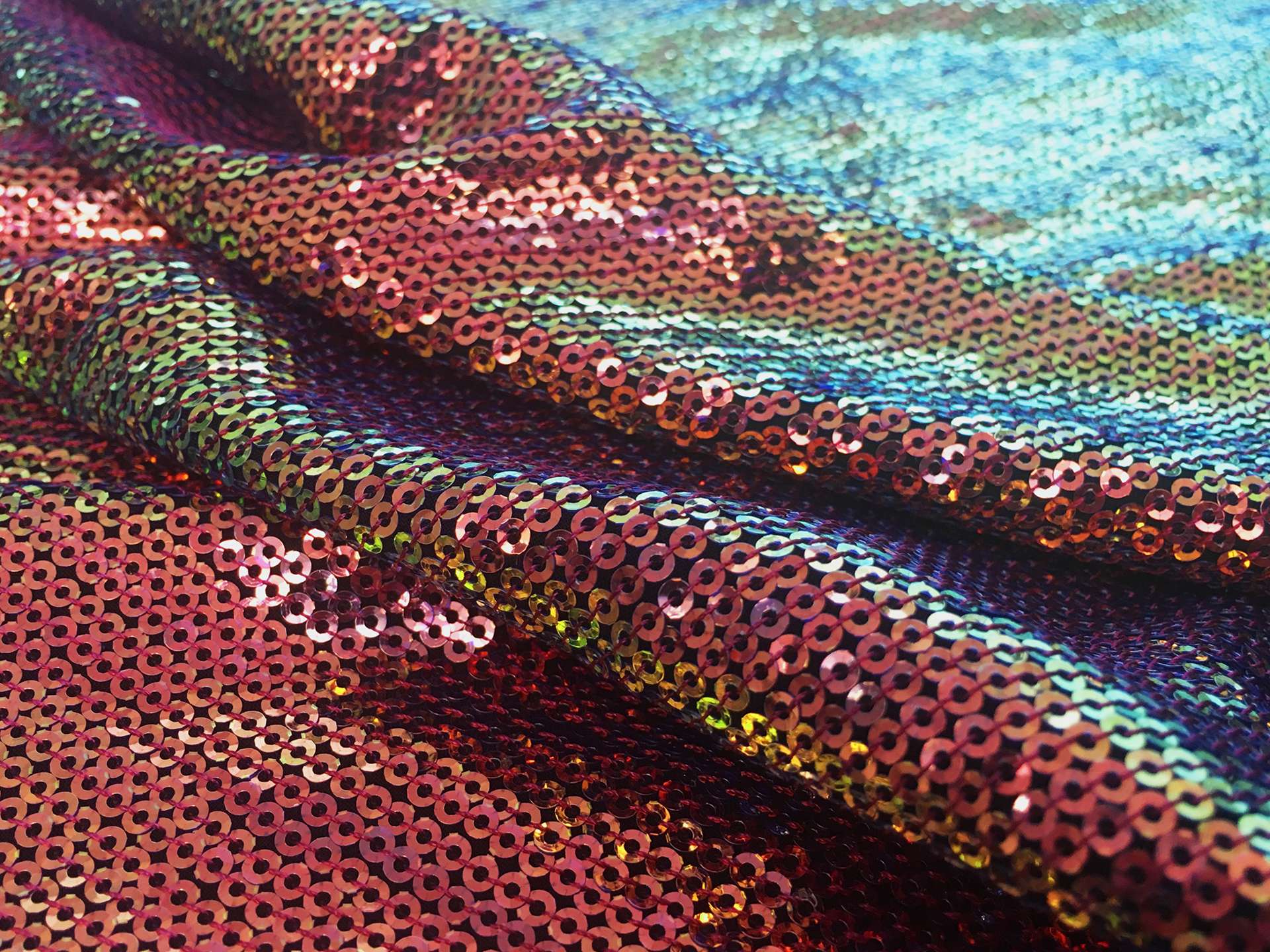 Hologram Sequins on Polyester Chiffon in Rose Gold 