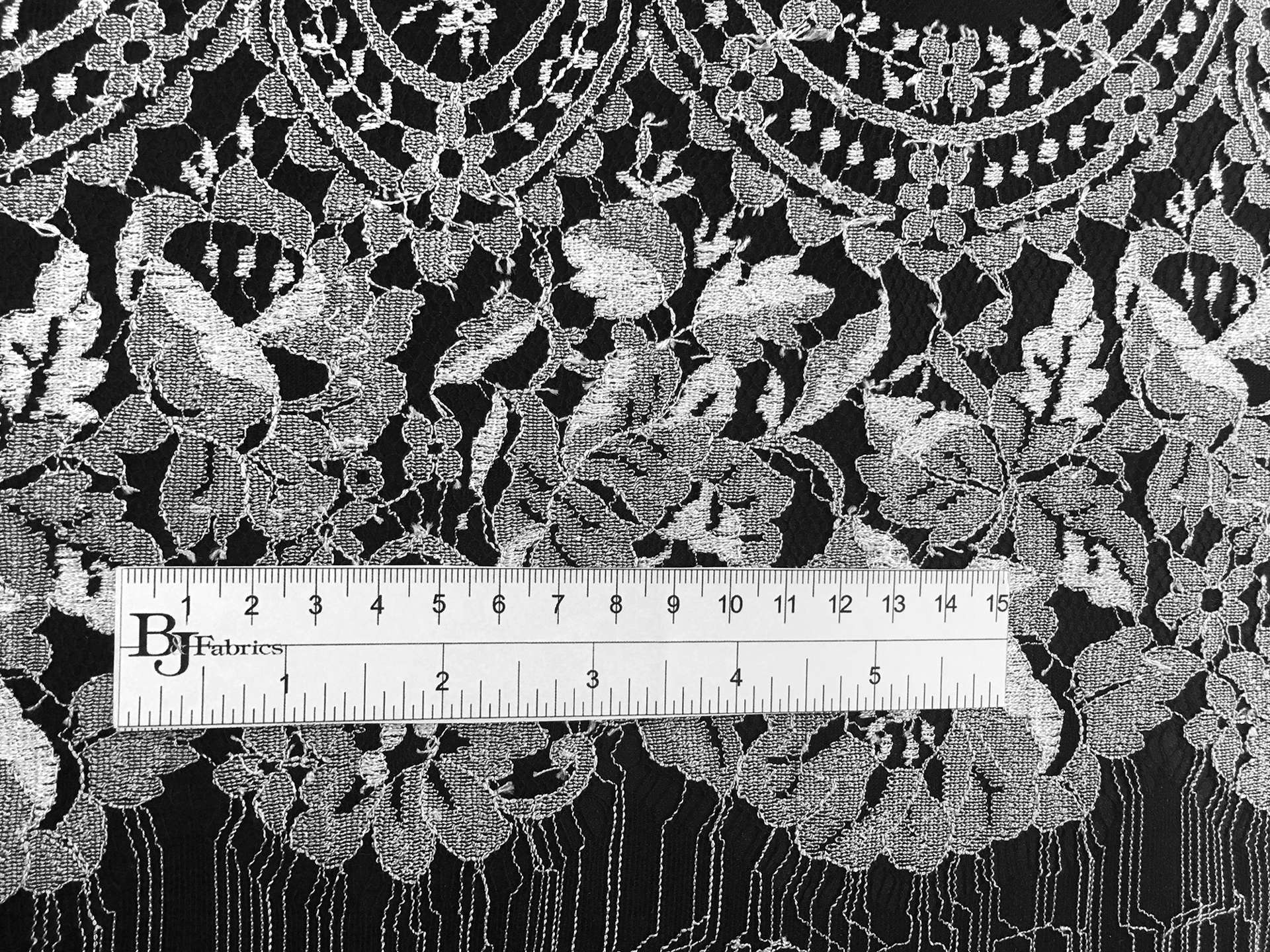 Chantilly Lace with Floral Motifs in Black and White 