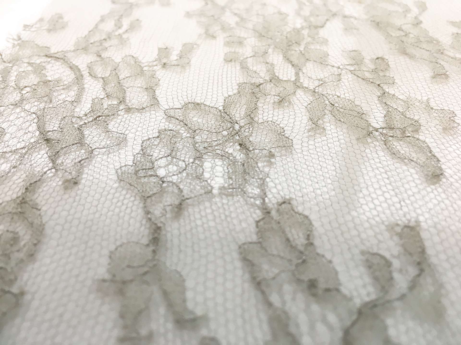 Pure Silk Chantilly Lace in Ash Grey
