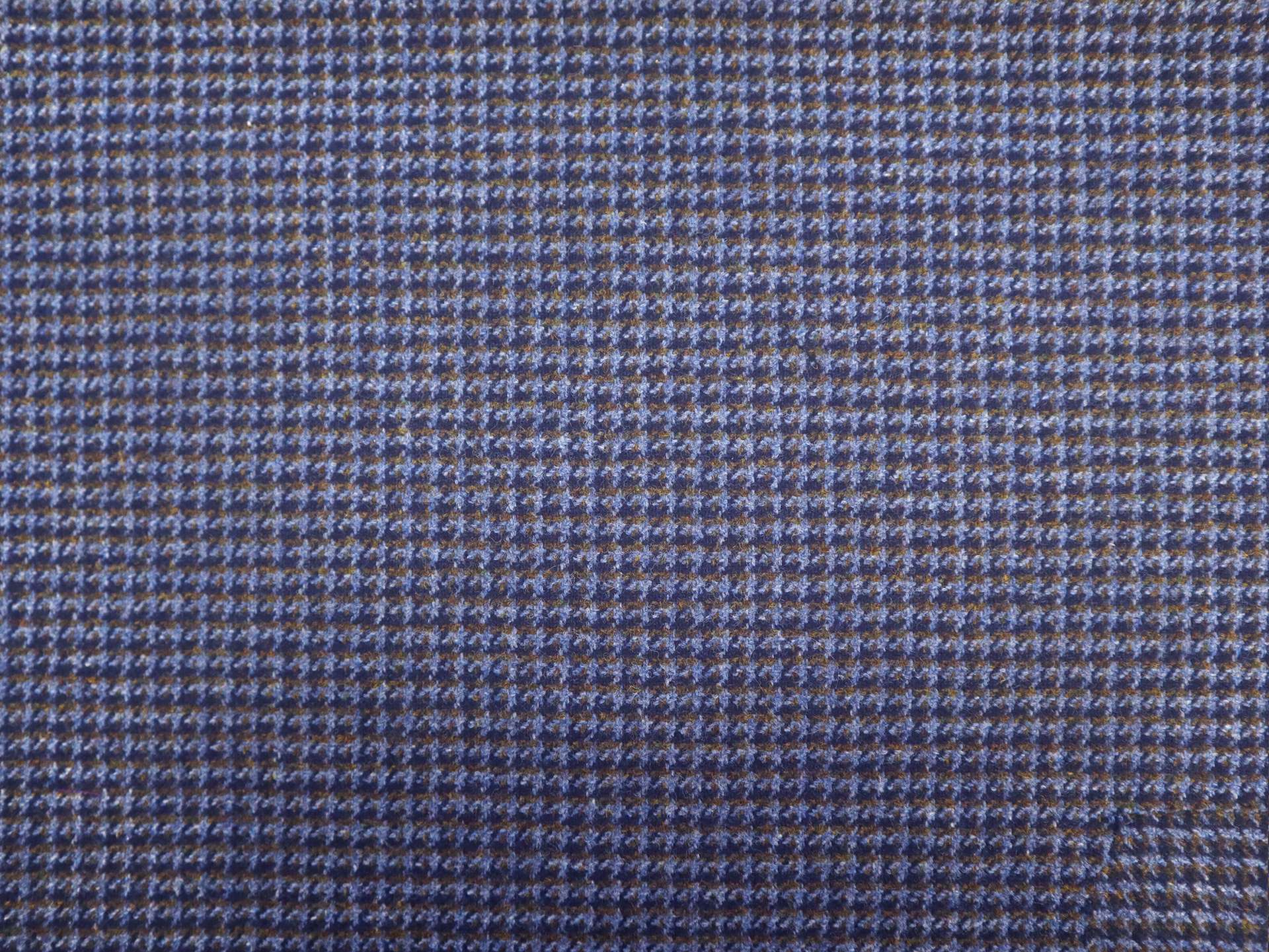 Wool Houndstooth Suiting in Cornflower & Brown