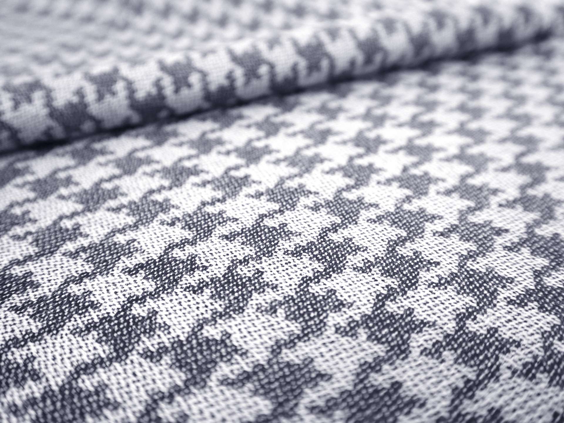 Wool Suiting with Large Houndstooth Repeat in Indigo