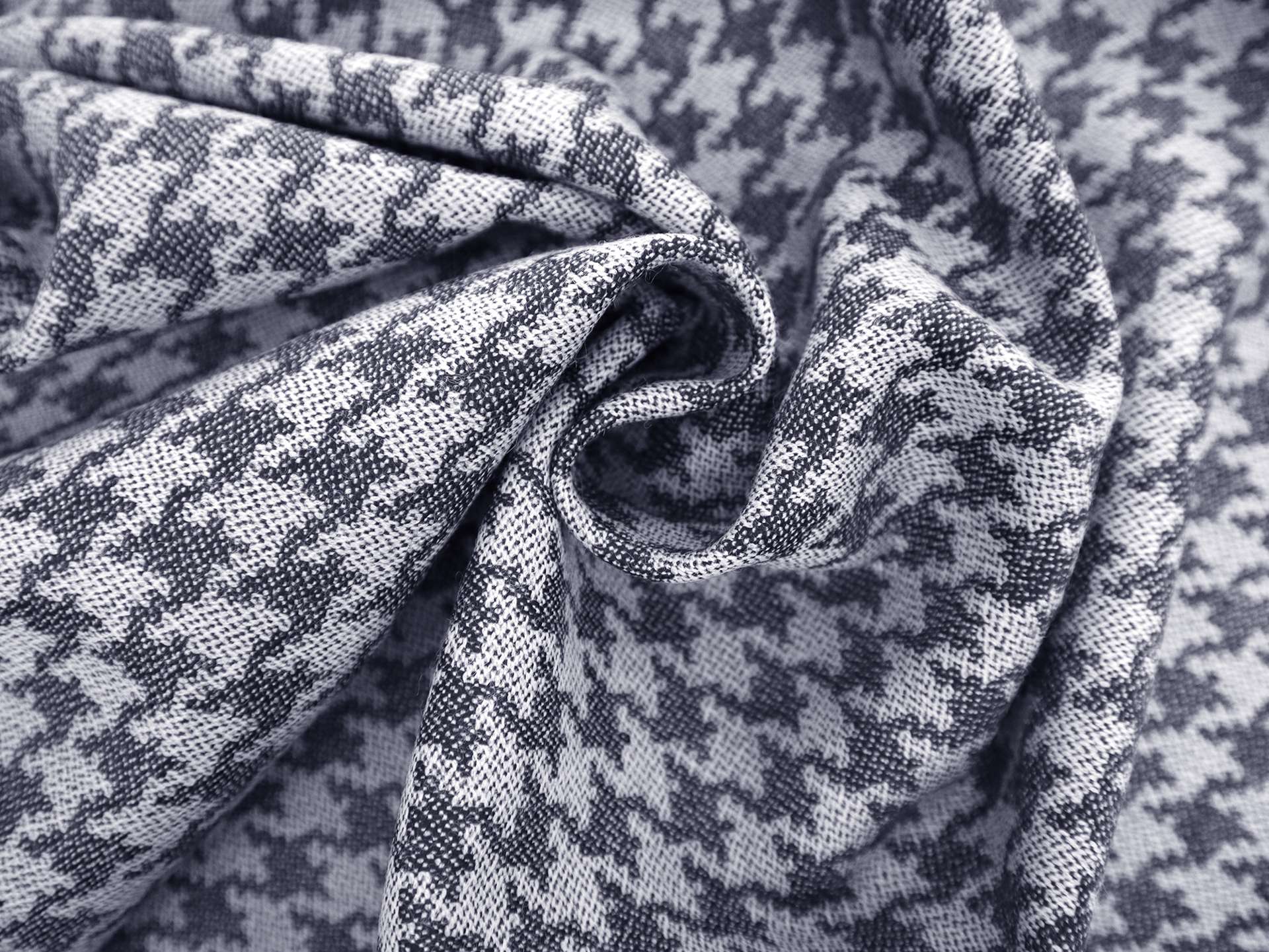 Wool Suiting with Large Houndstooth Repeat in Indigo
