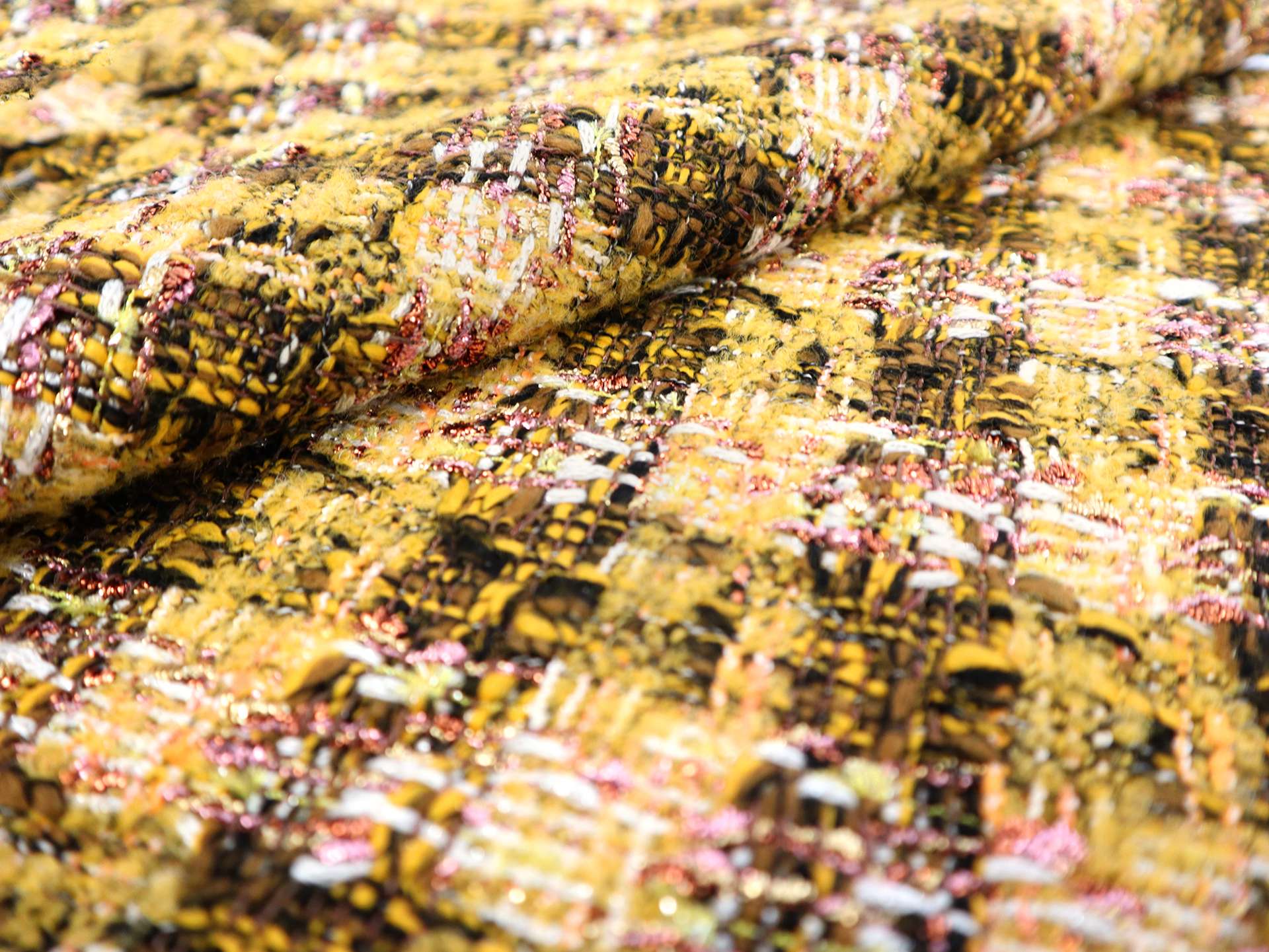 Metallic Tweed in Yellow and Brown