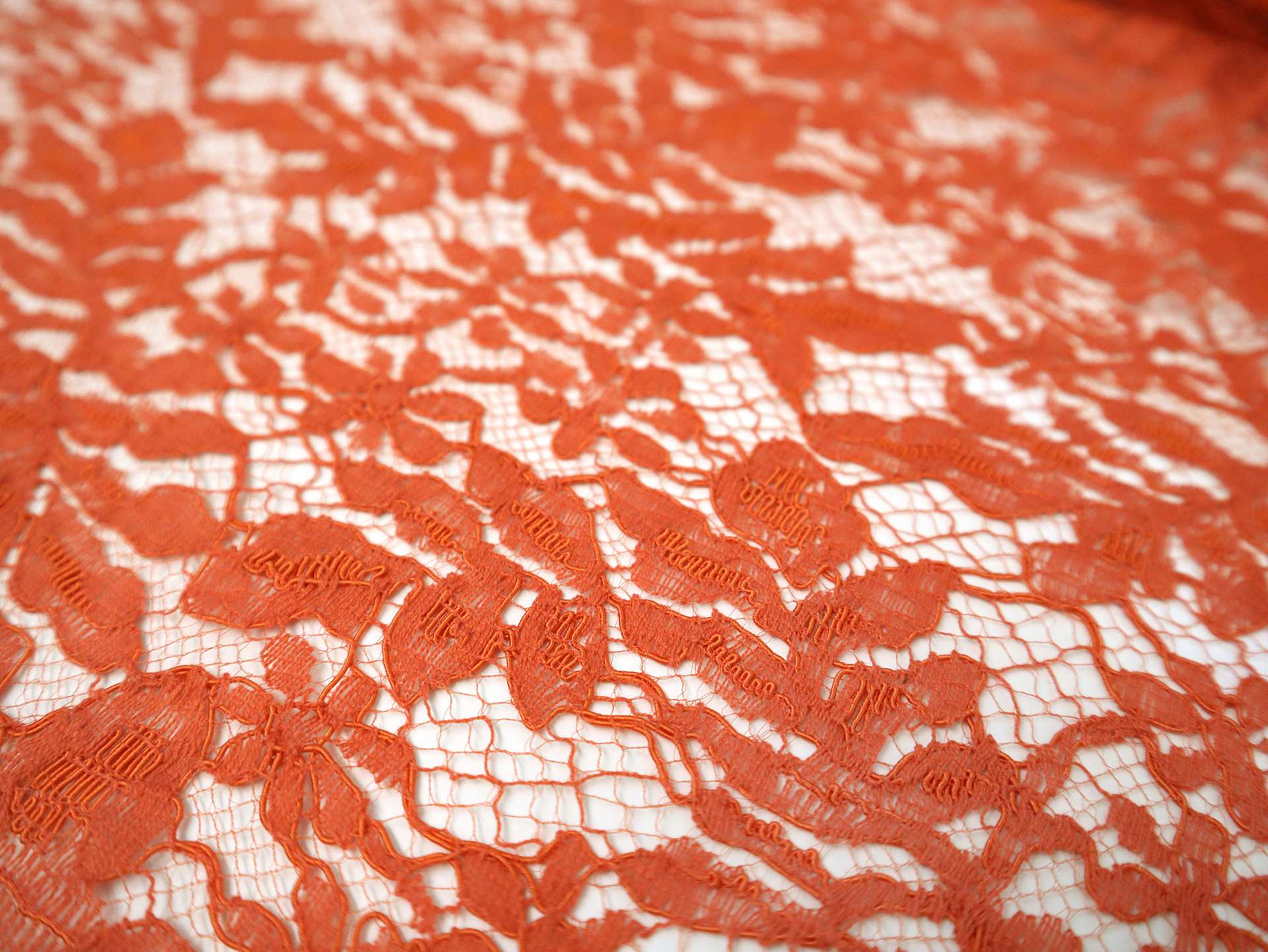 Corded Chantilly Lace with Florals in Orange