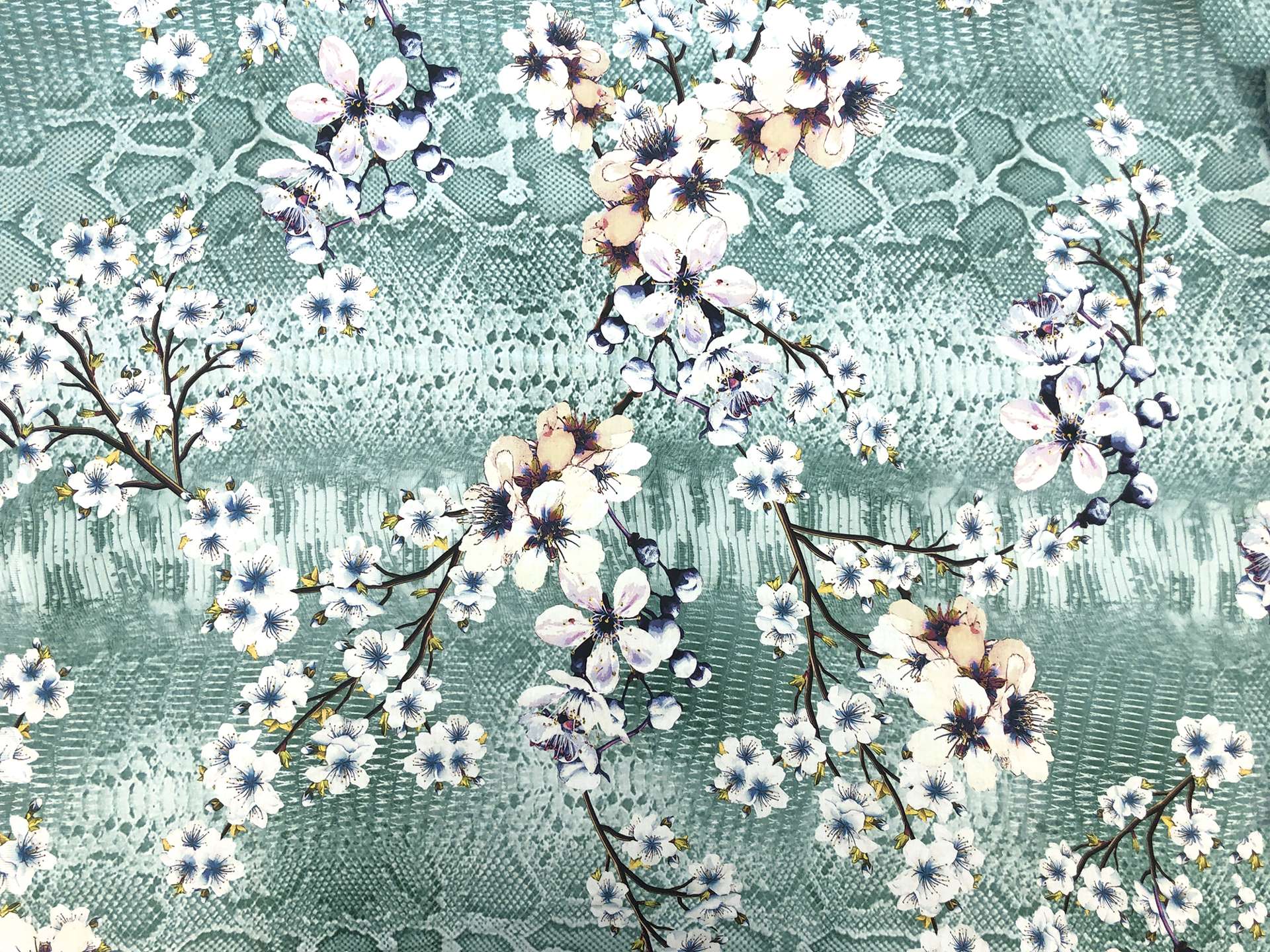 Cotton Sateen Lawn with Floral & Reptile Print