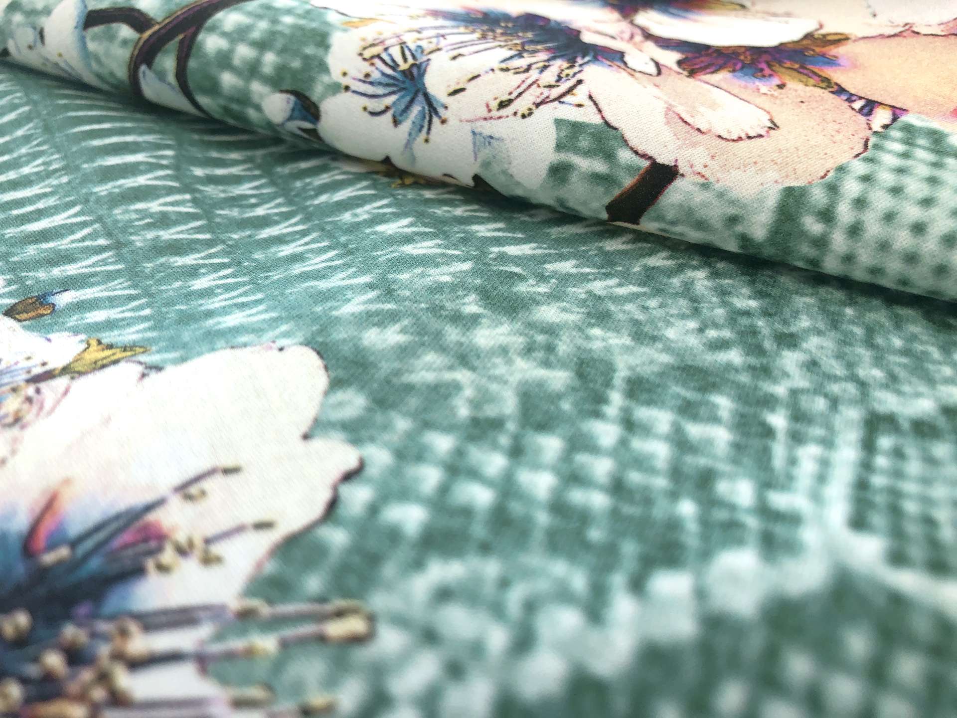 Cotton Sateen Lawn with Floral & Reptile Print