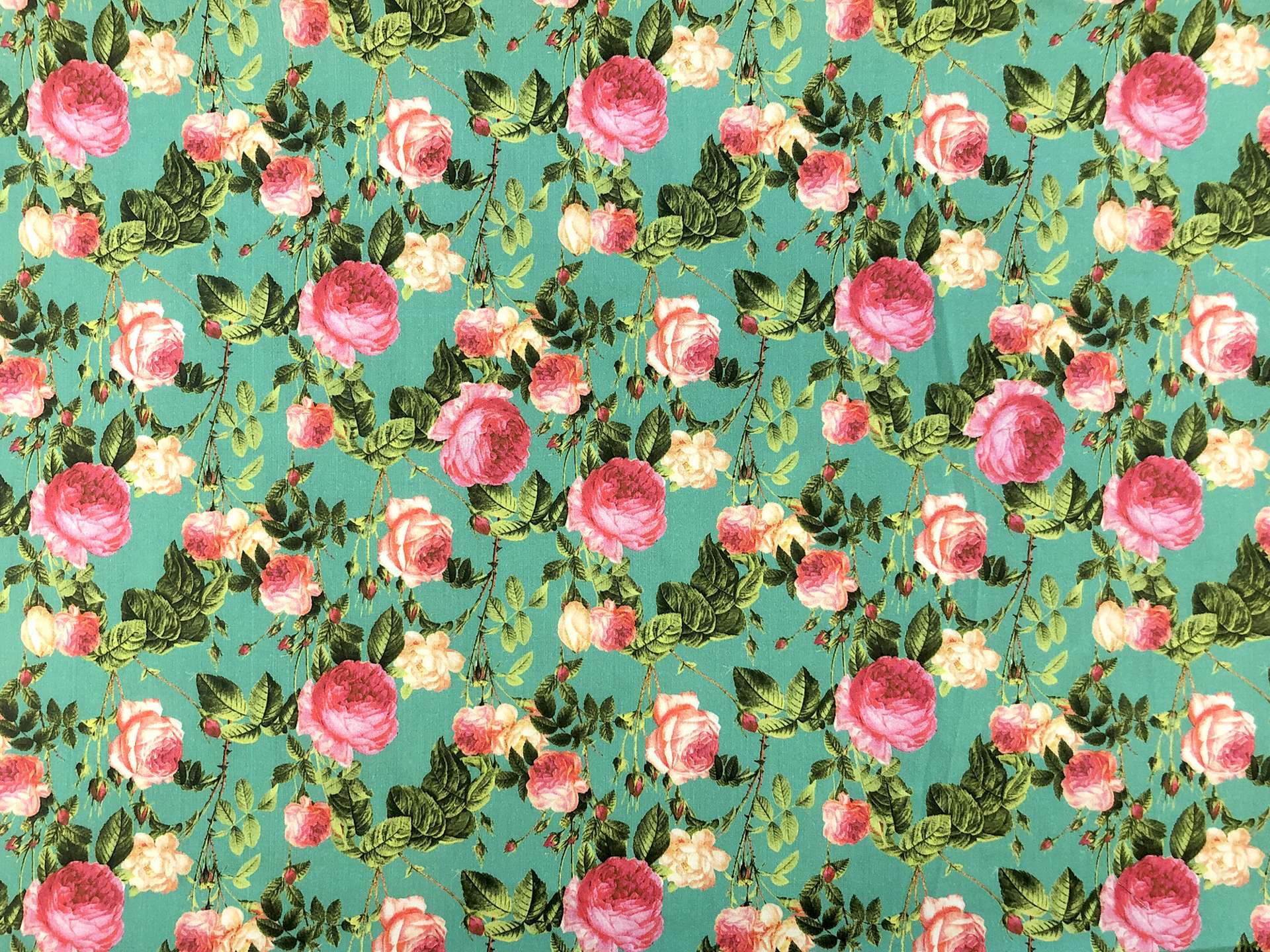 Cotton Sateen Lawn Roses Print